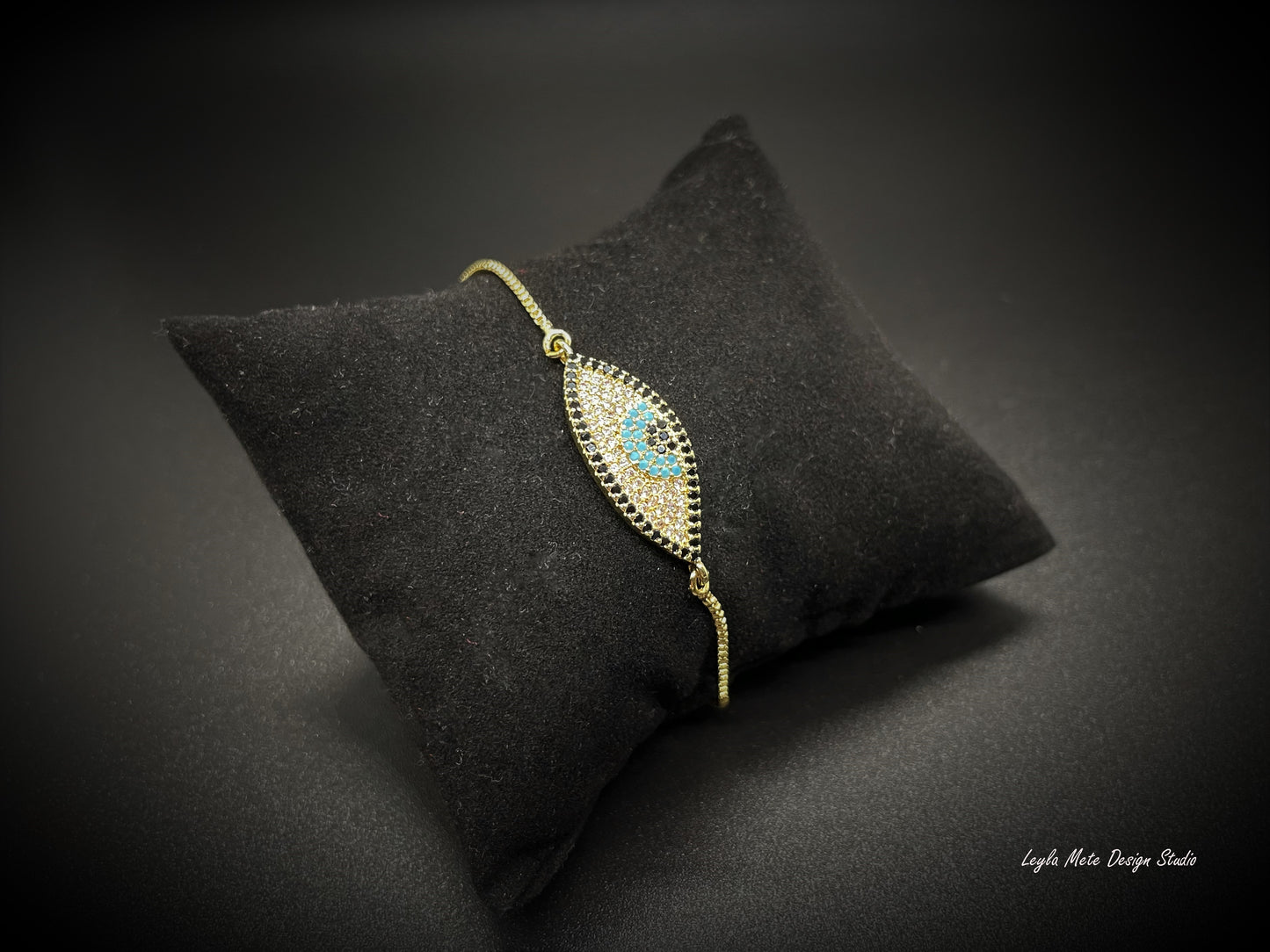 Oval Evil Eye Slider Bracelet