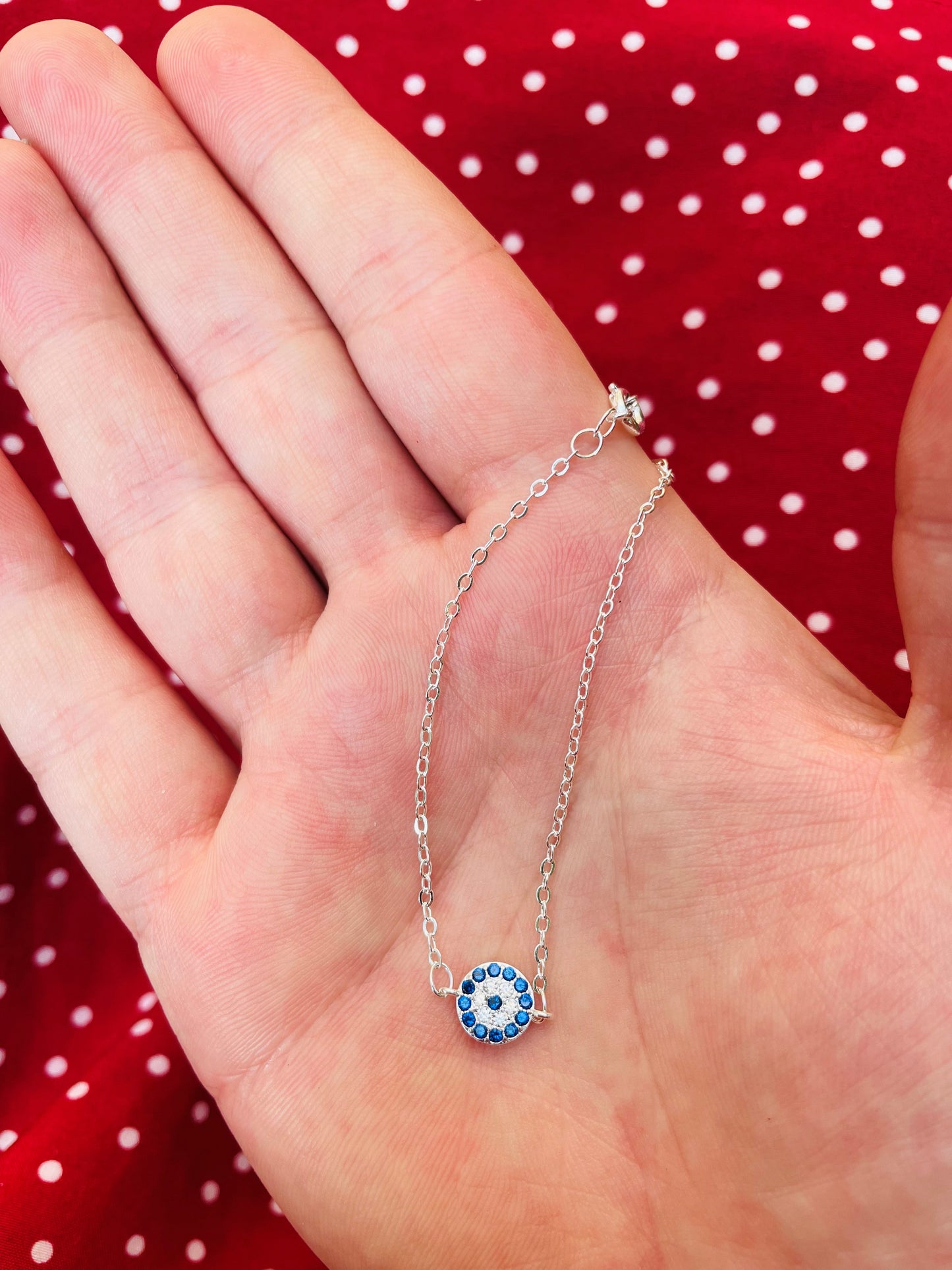 Dainty Diamond Evil Eye Bracelet