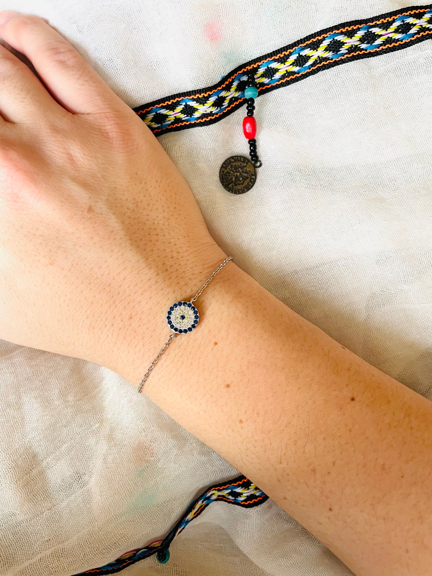 Dainty Diamond Evil Eye Bracelet