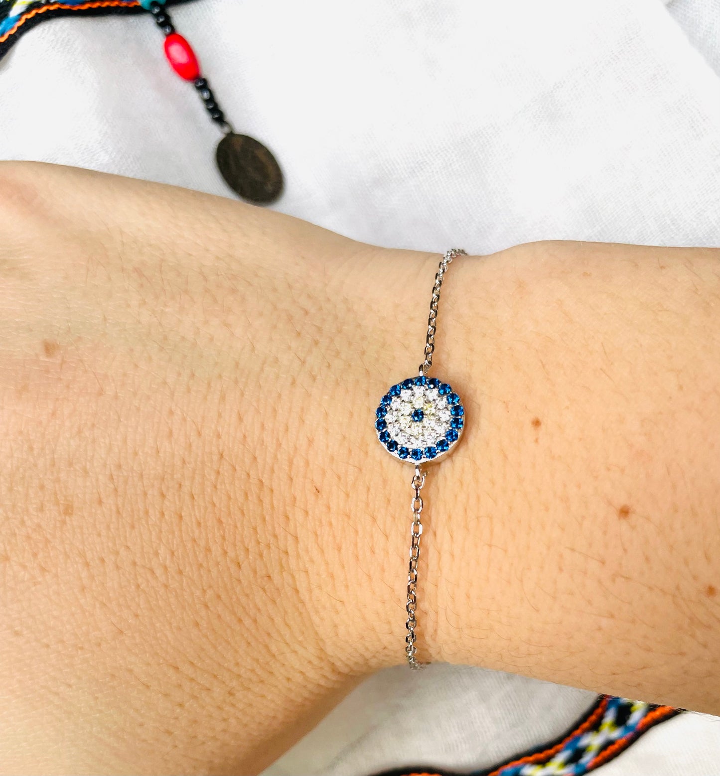 Dainty Diamond Evil Eye Bracelet