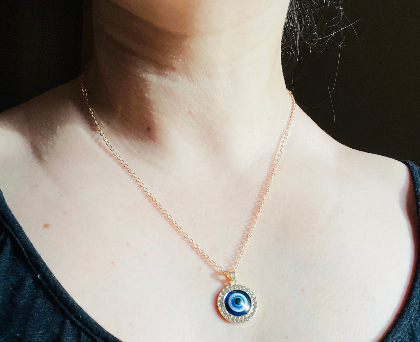 Large Evil Eye Diamond Necklace