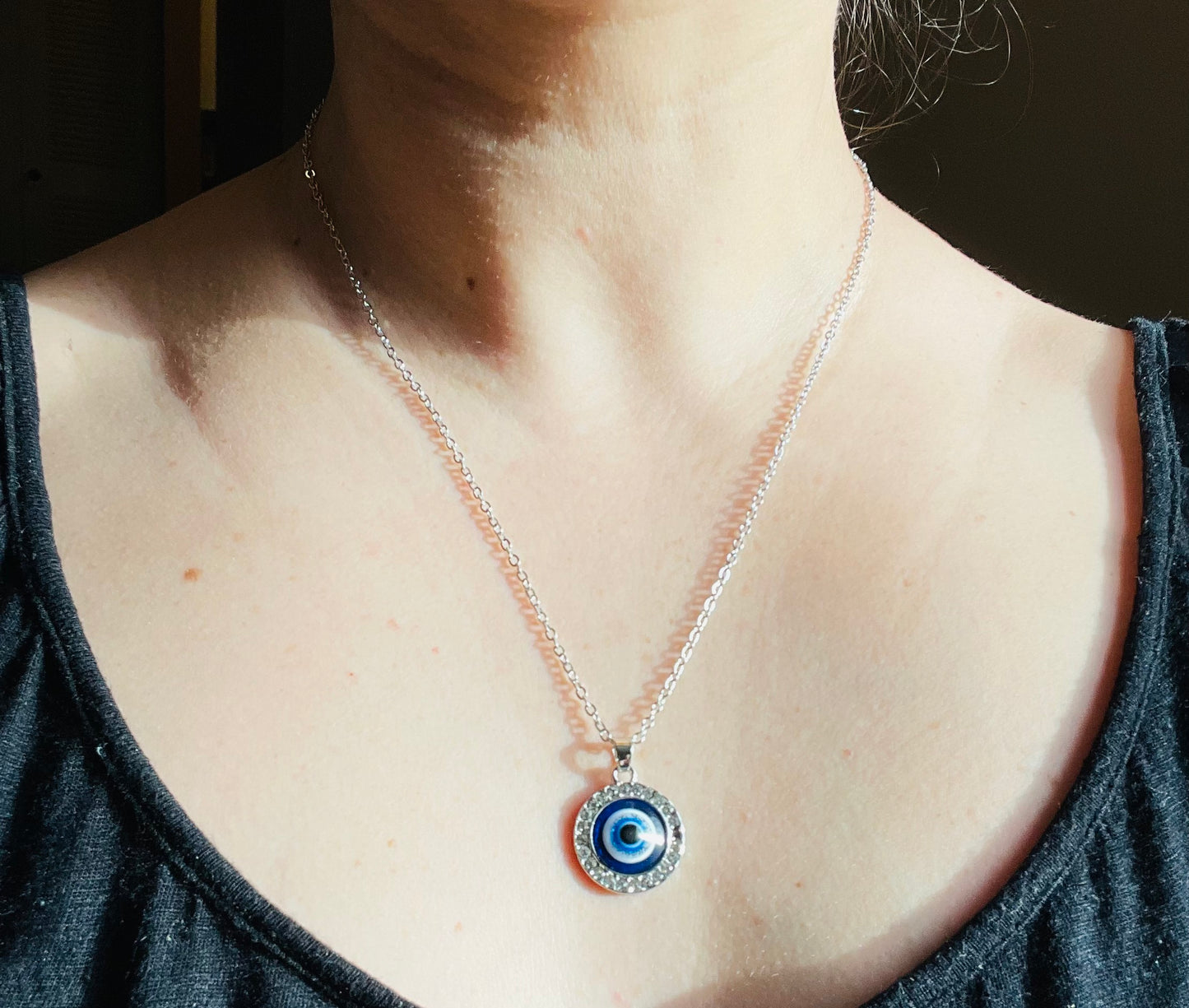 Large Evil Eye Diamond Necklace