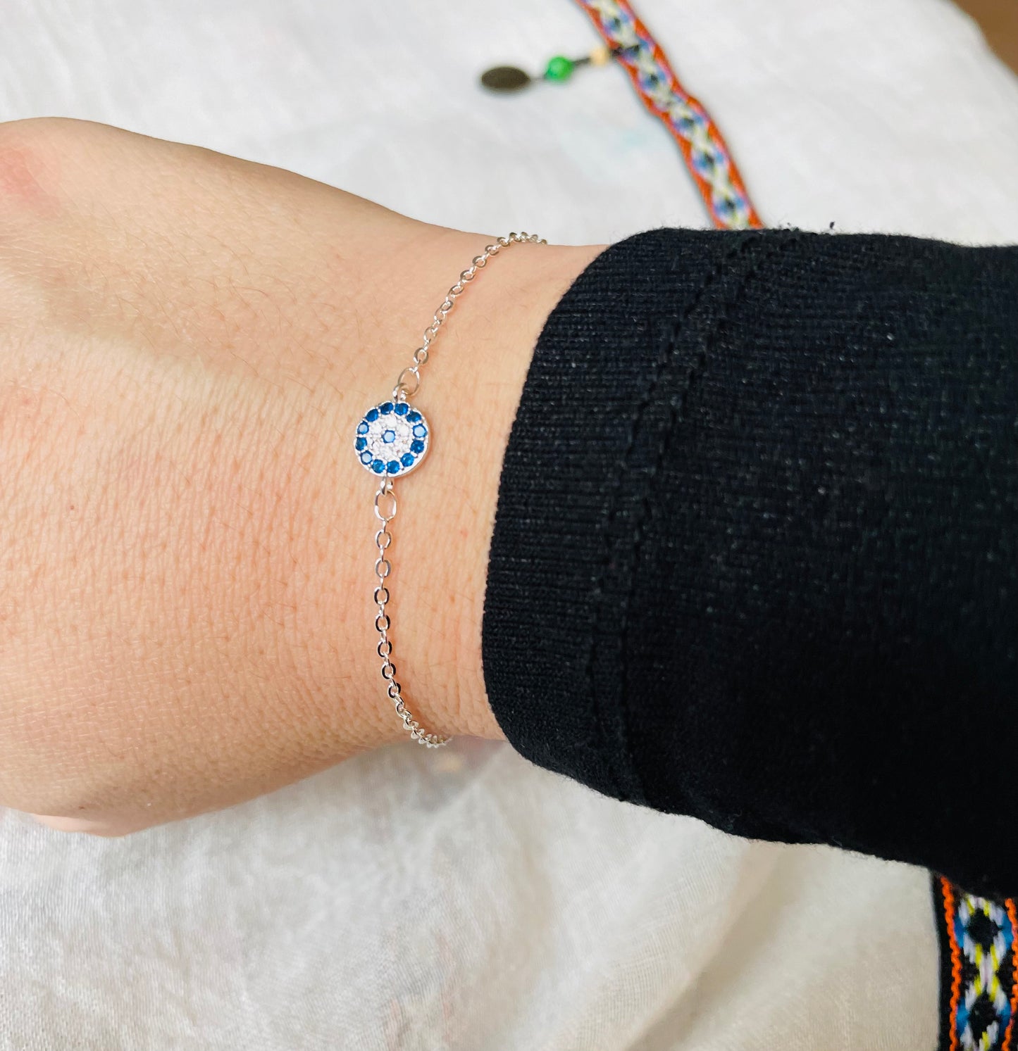 Dainty Diamond Evil Eye Bracelet