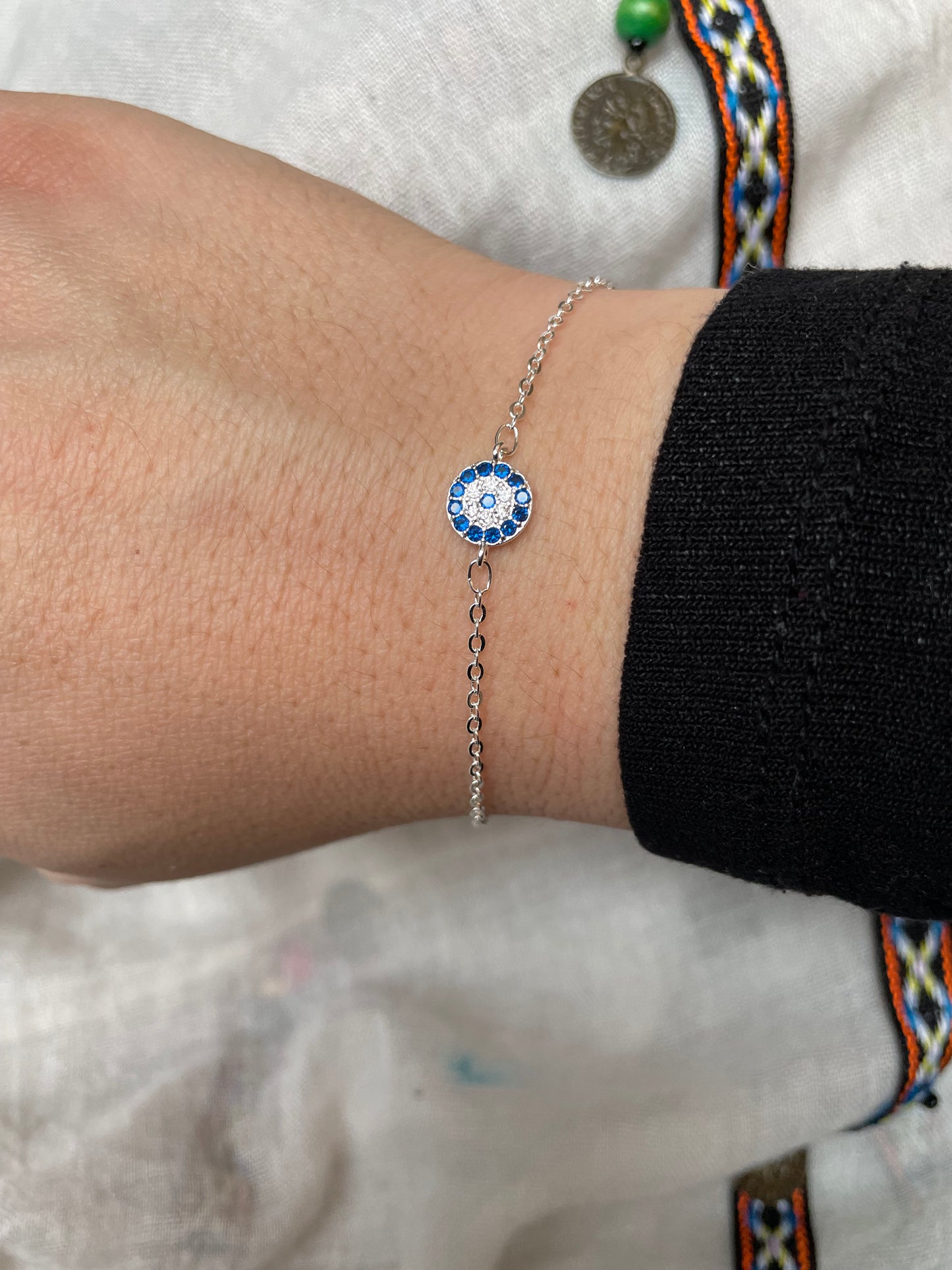 Dainty Diamond Evil Eye Bracelet