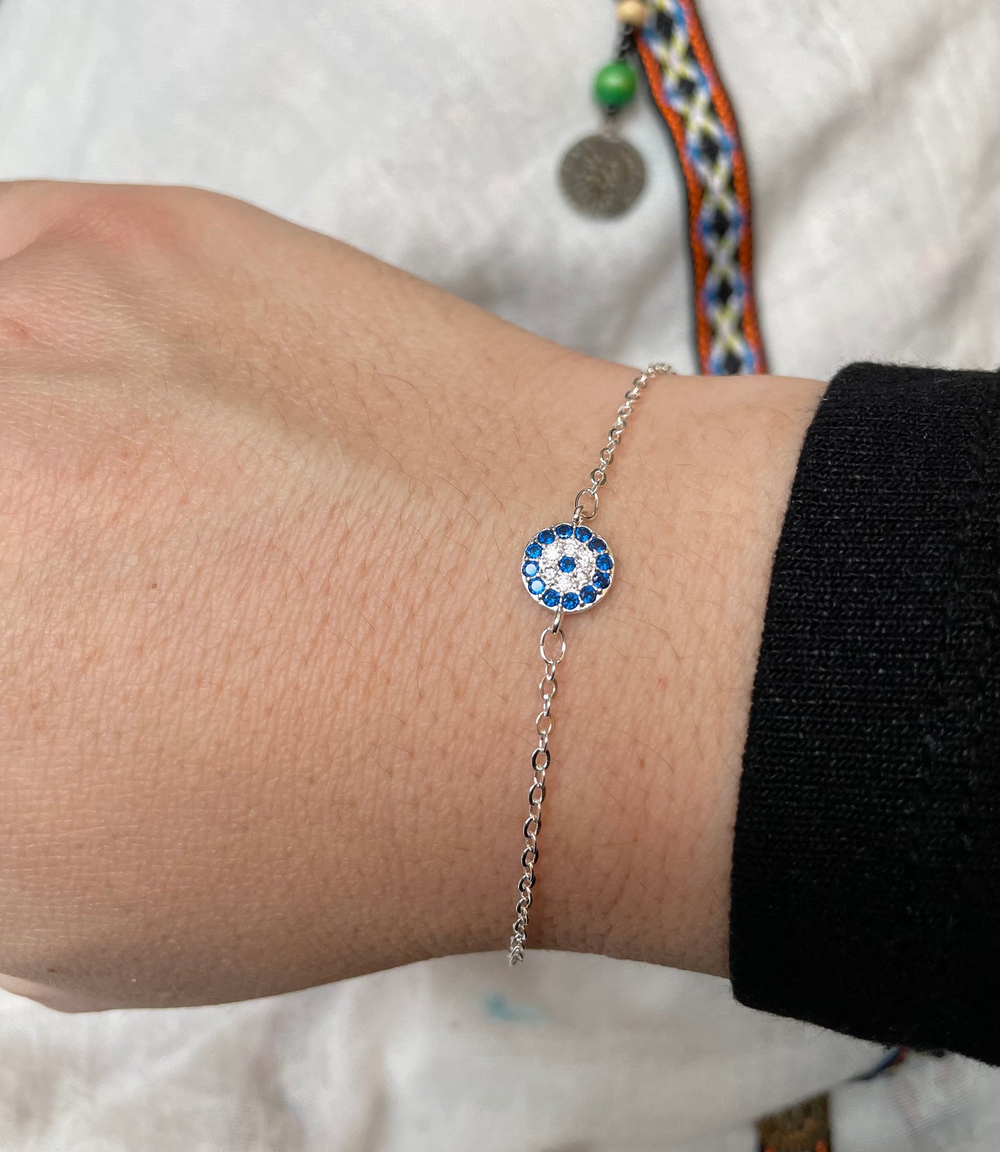Dainty Diamond Evil Eye Bracelet