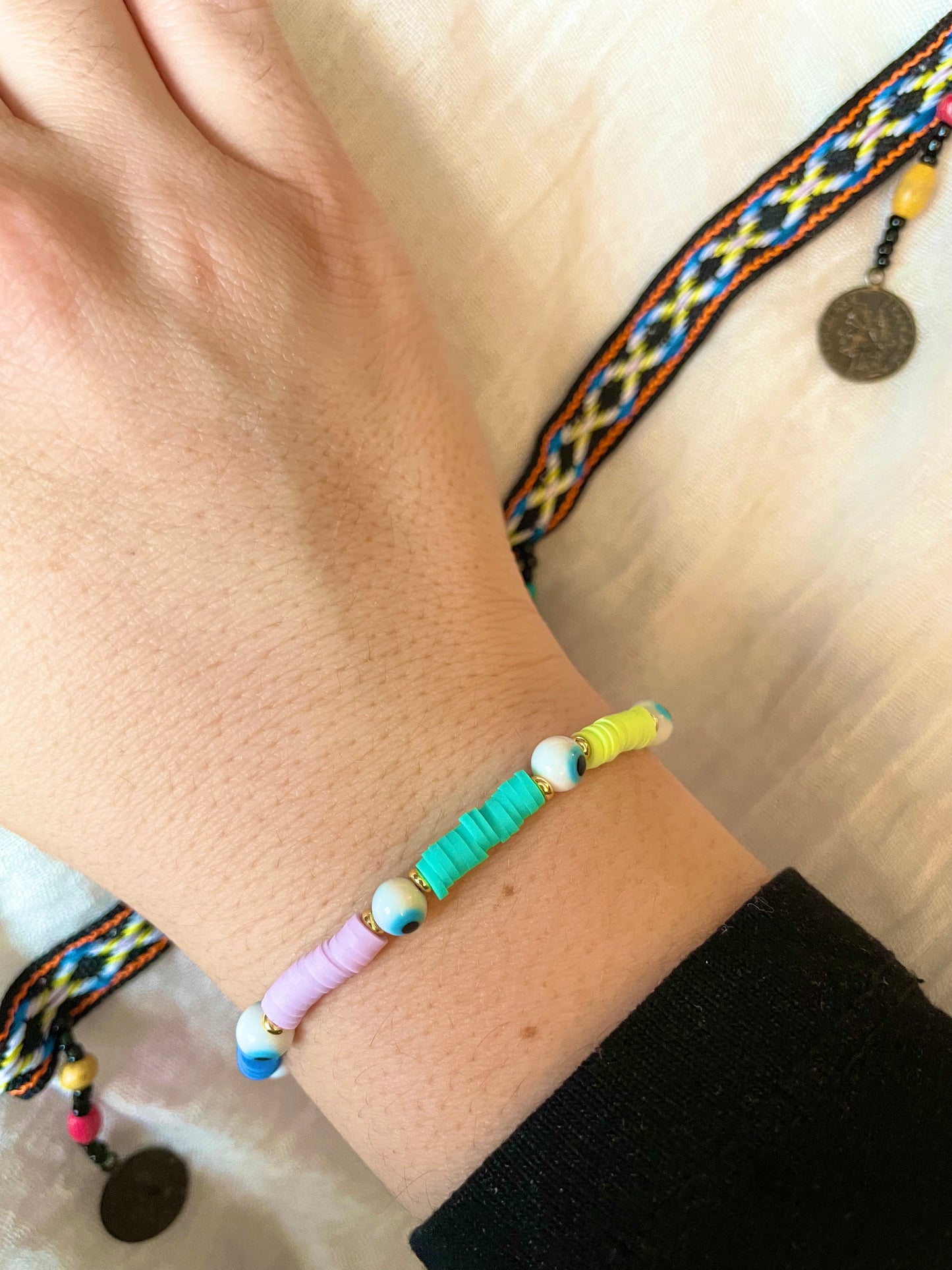 Heishi Evil Eye Bracelet