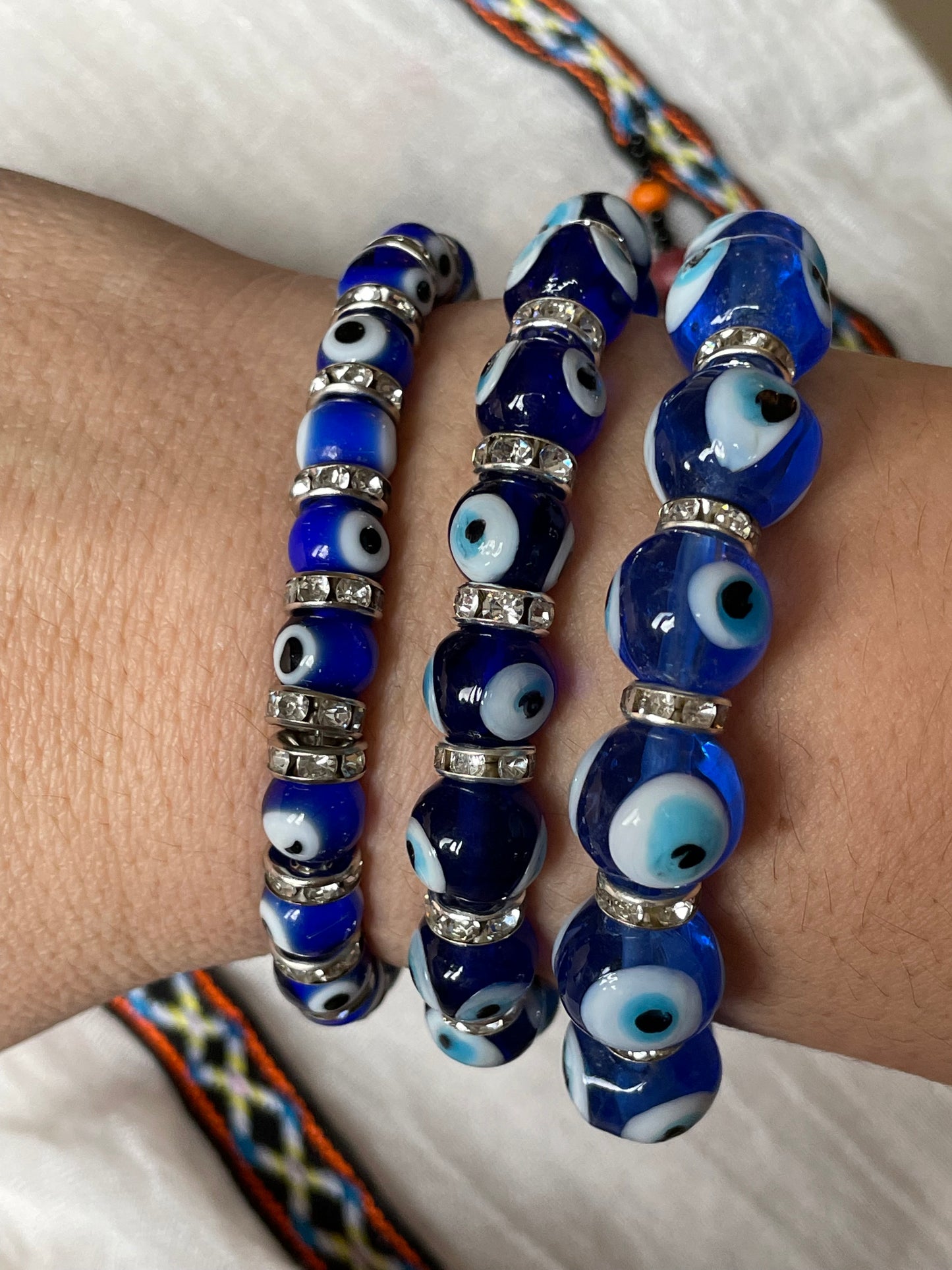 Glass Evil Eye Stretch Bracelet