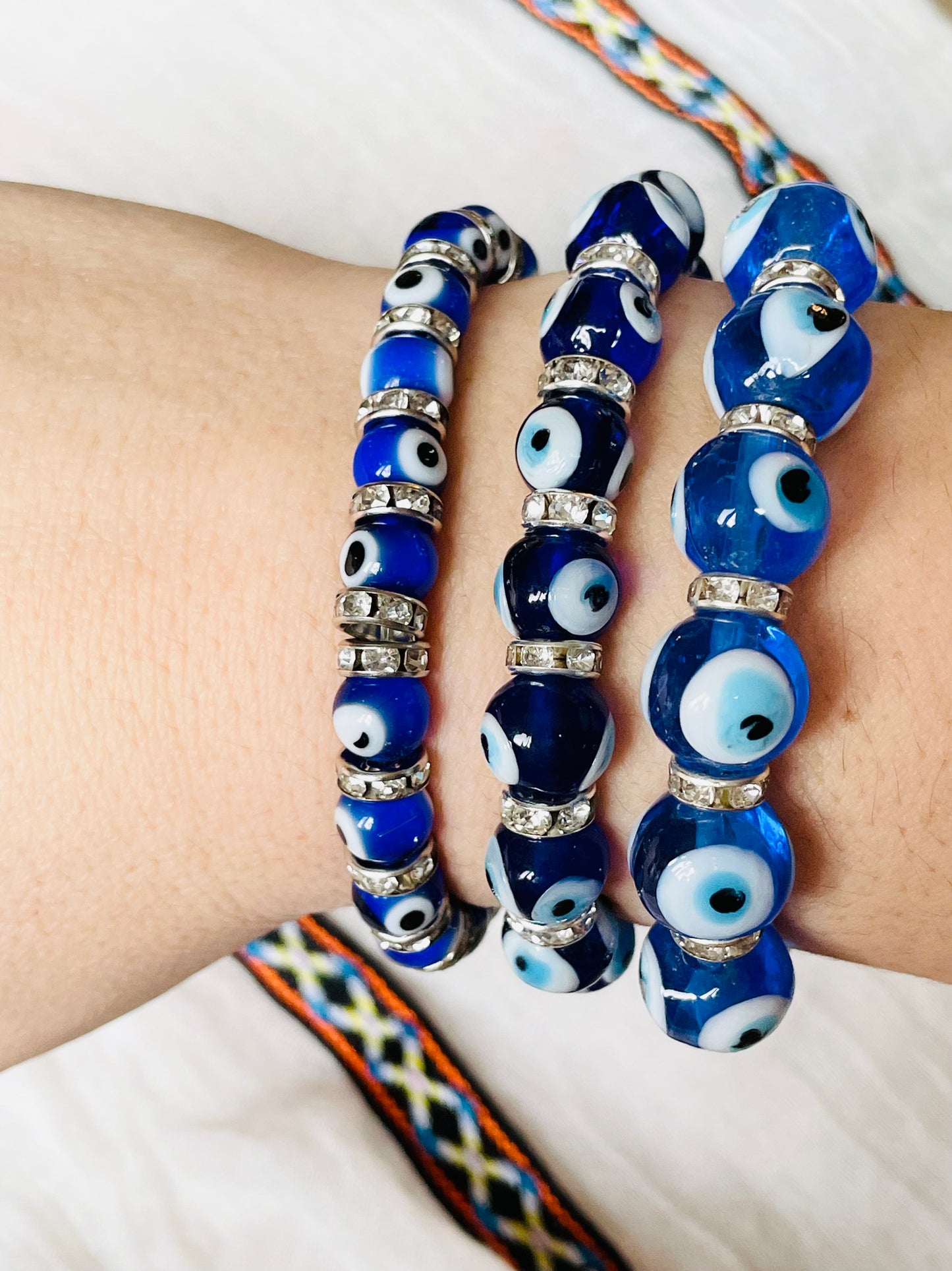 Glass Evil Eye Stretch Bracelet