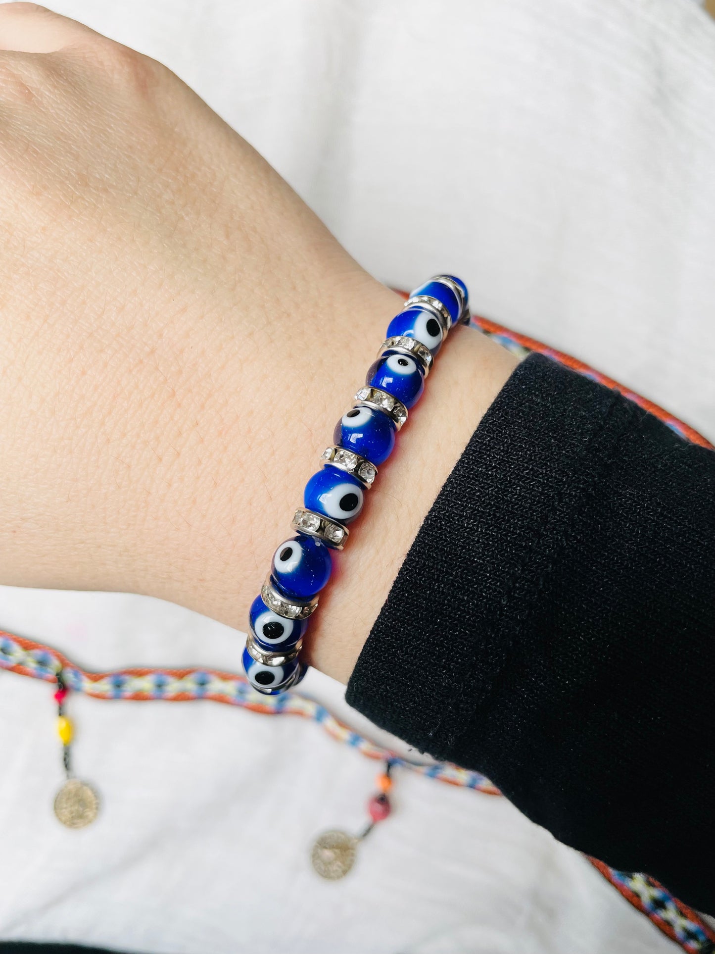 Glass Evil Eye Stretch Bracelet