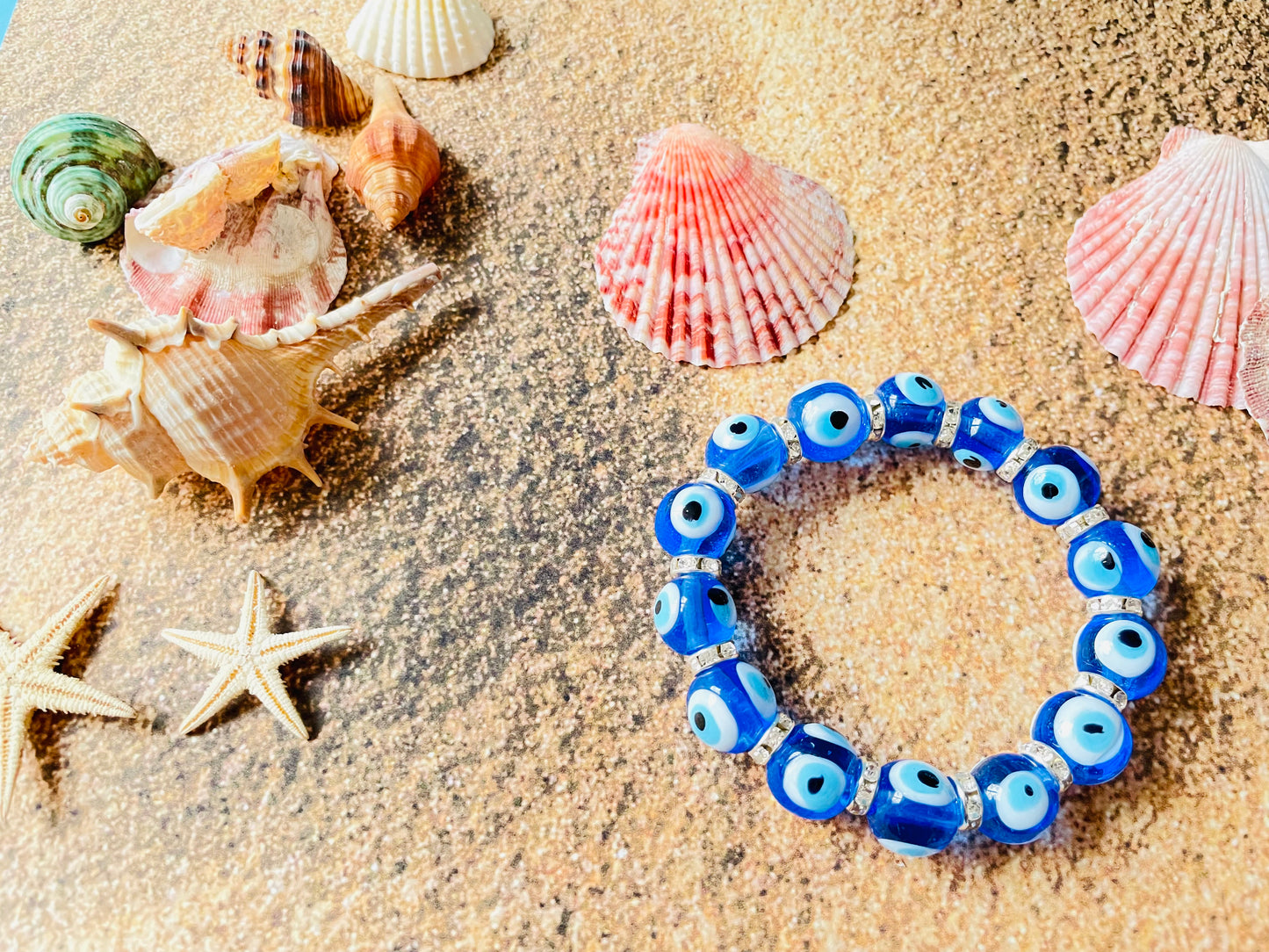 Glass Evil Eye Stretch Bracelet