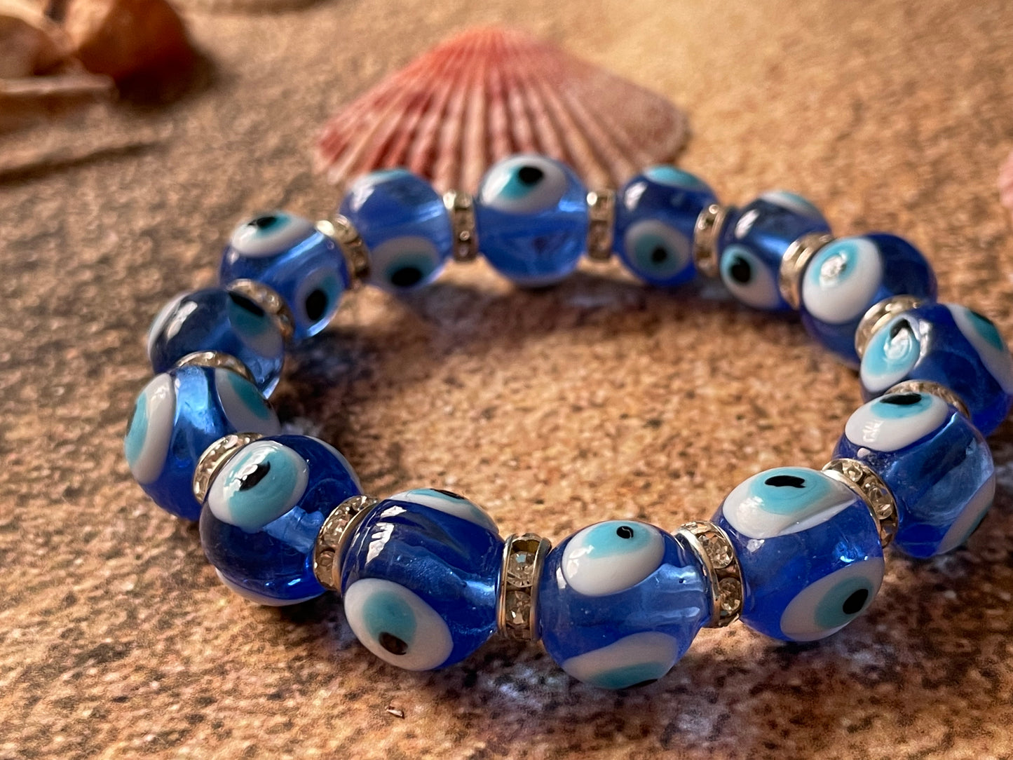 Glass Evil Eye Stretch Bracelet