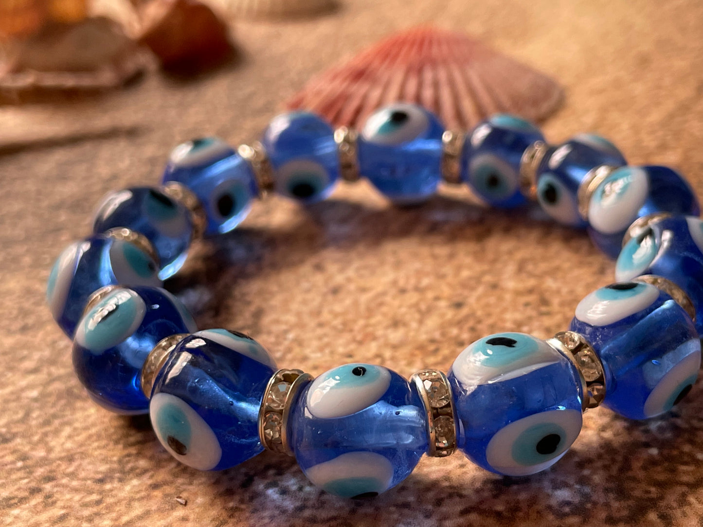 Glass Evil Eye Stretch Bracelet