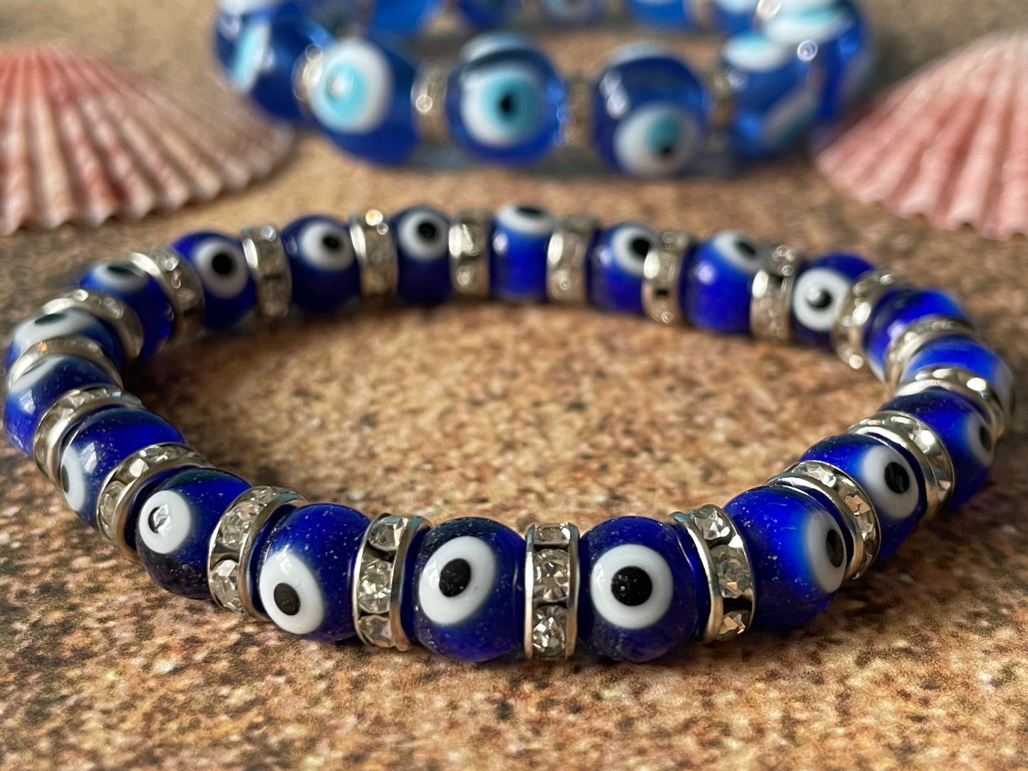 Glass Evil Eye Stretch Bracelet