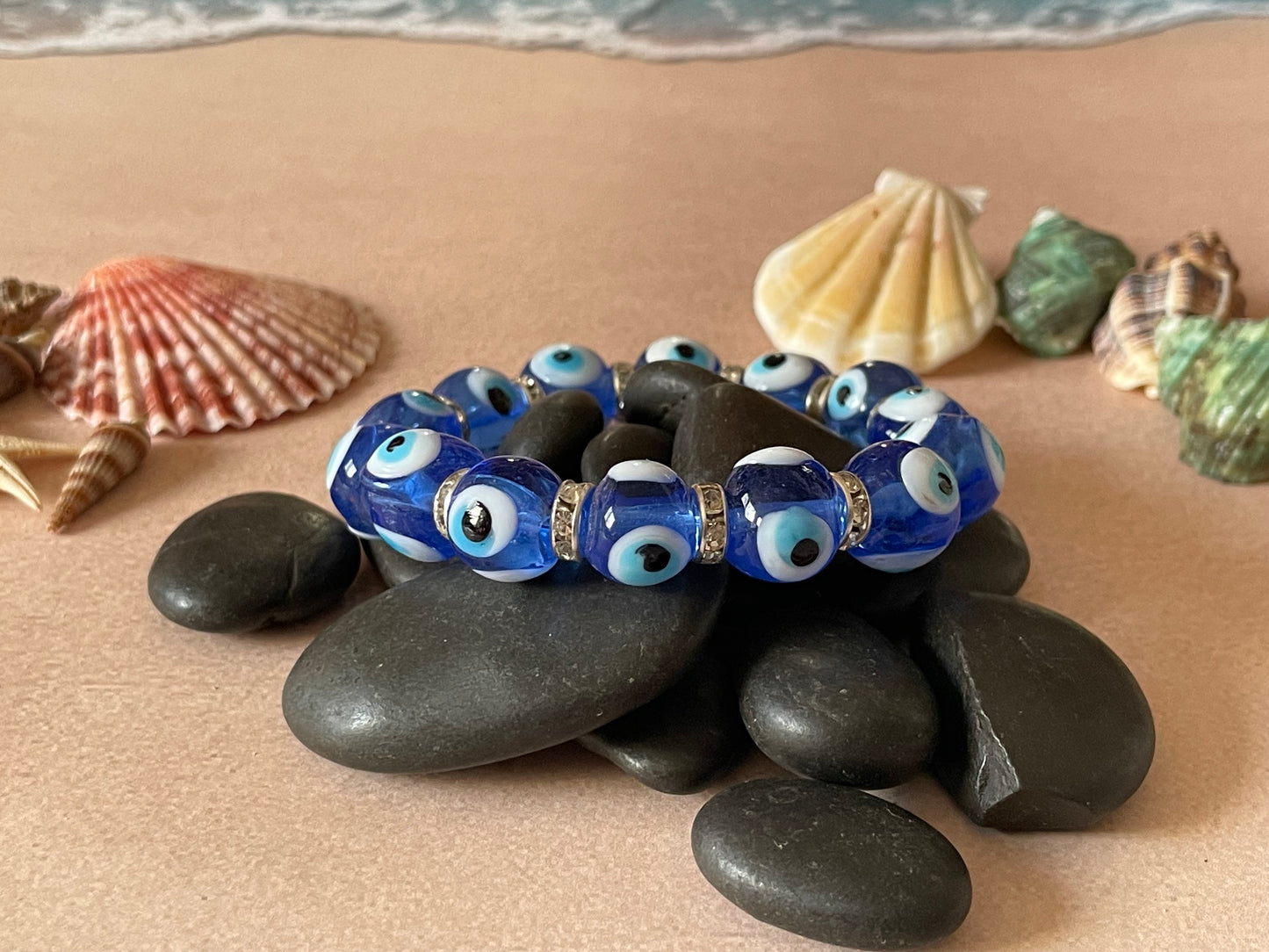 Glass Evil Eye Stretch Bracelet