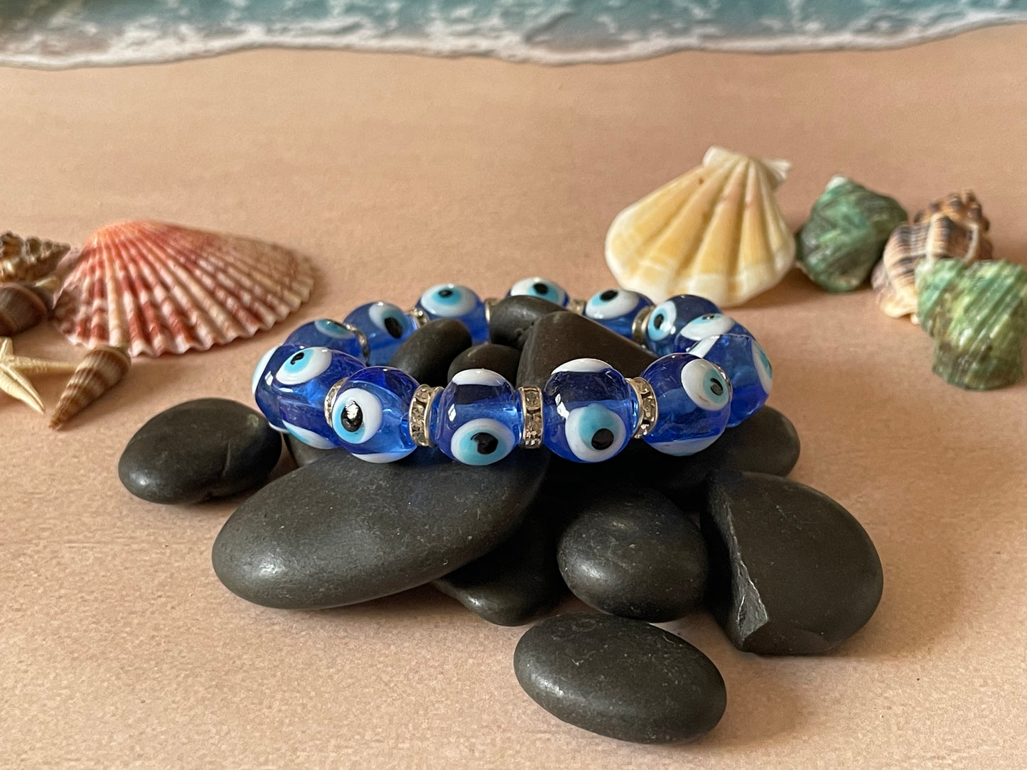 Glass Evil Eye Stretch Bracelet