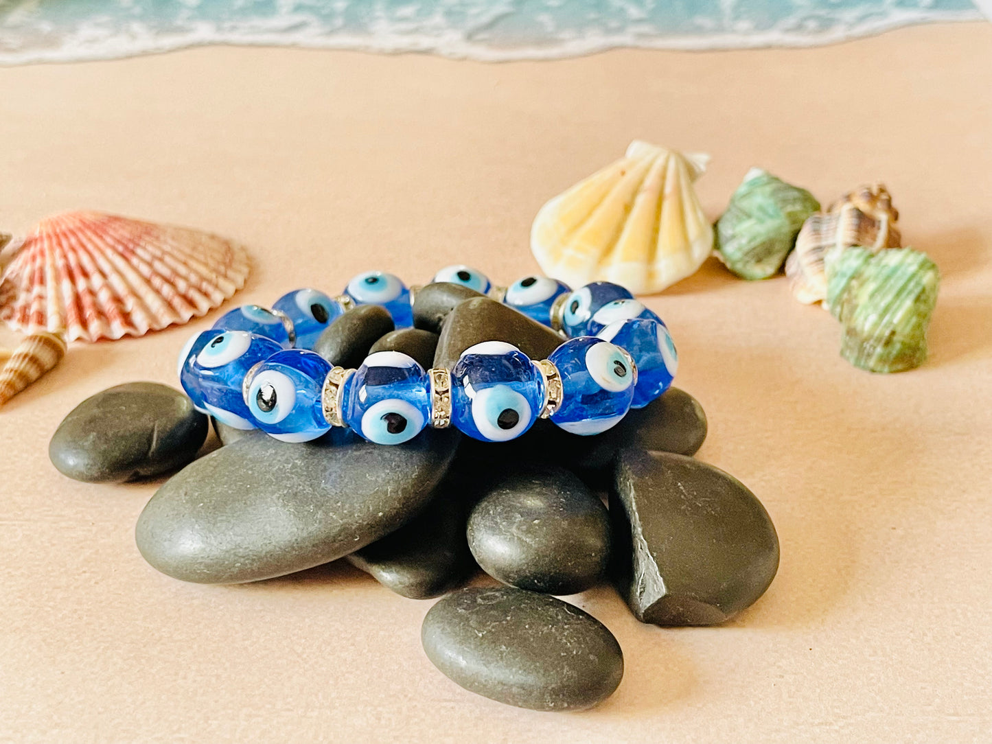 Glass Evil Eye Stretch Bracelet