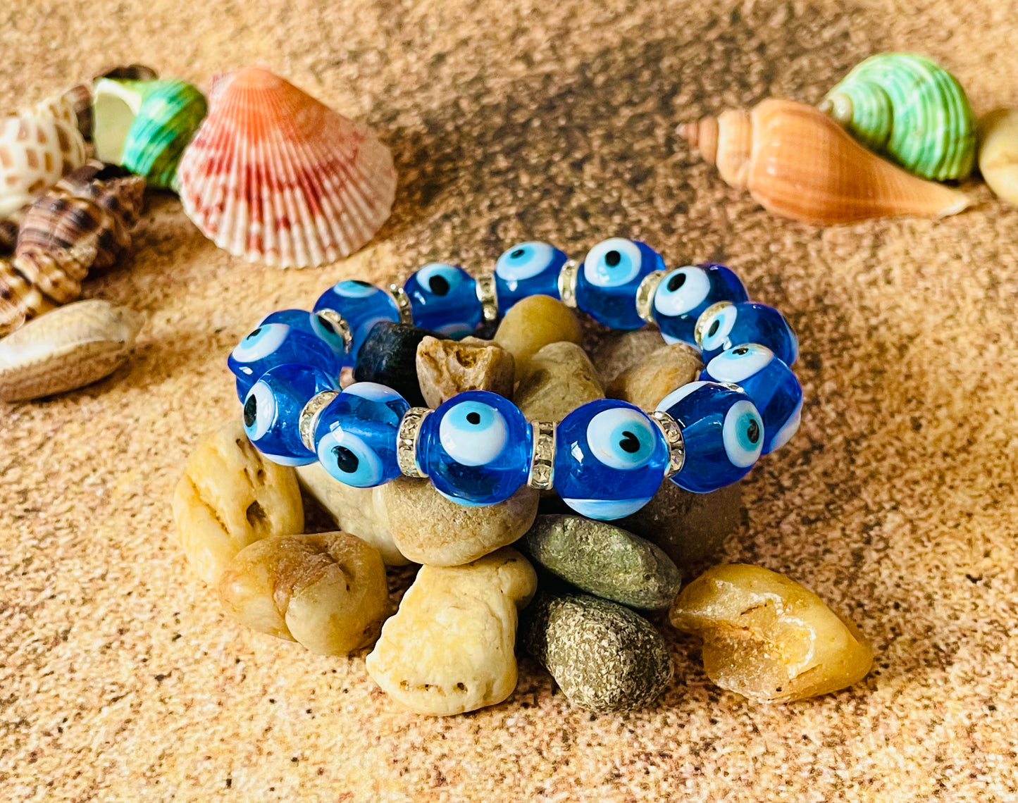 Glass Evil Eye Stretch Bracelet