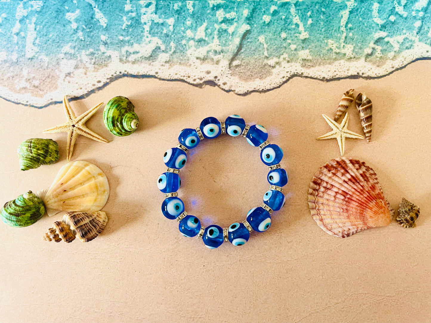 Glass Evil Eye Stretch Bracelet