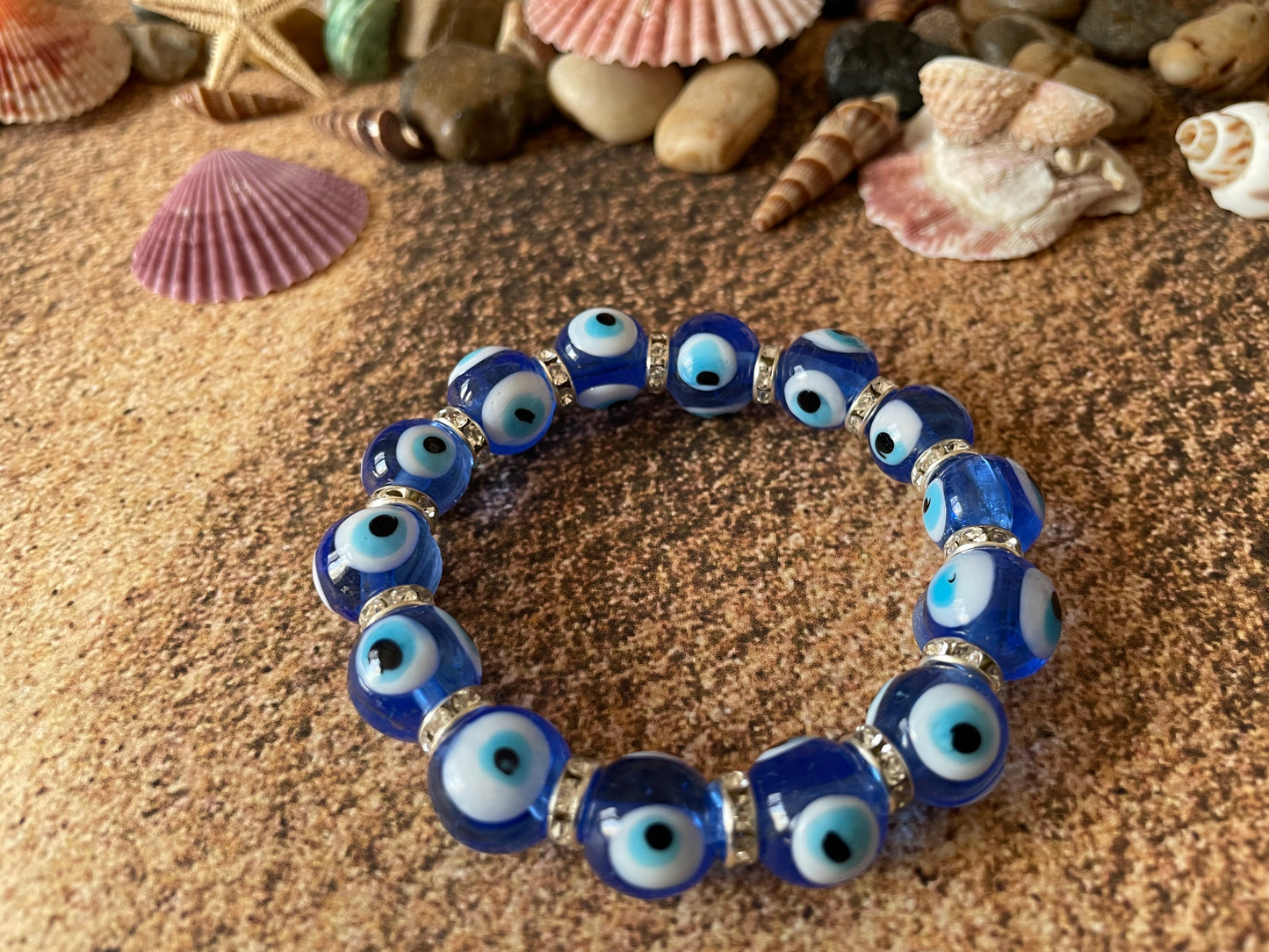 Glass Evil Eye Stretch Bracelet