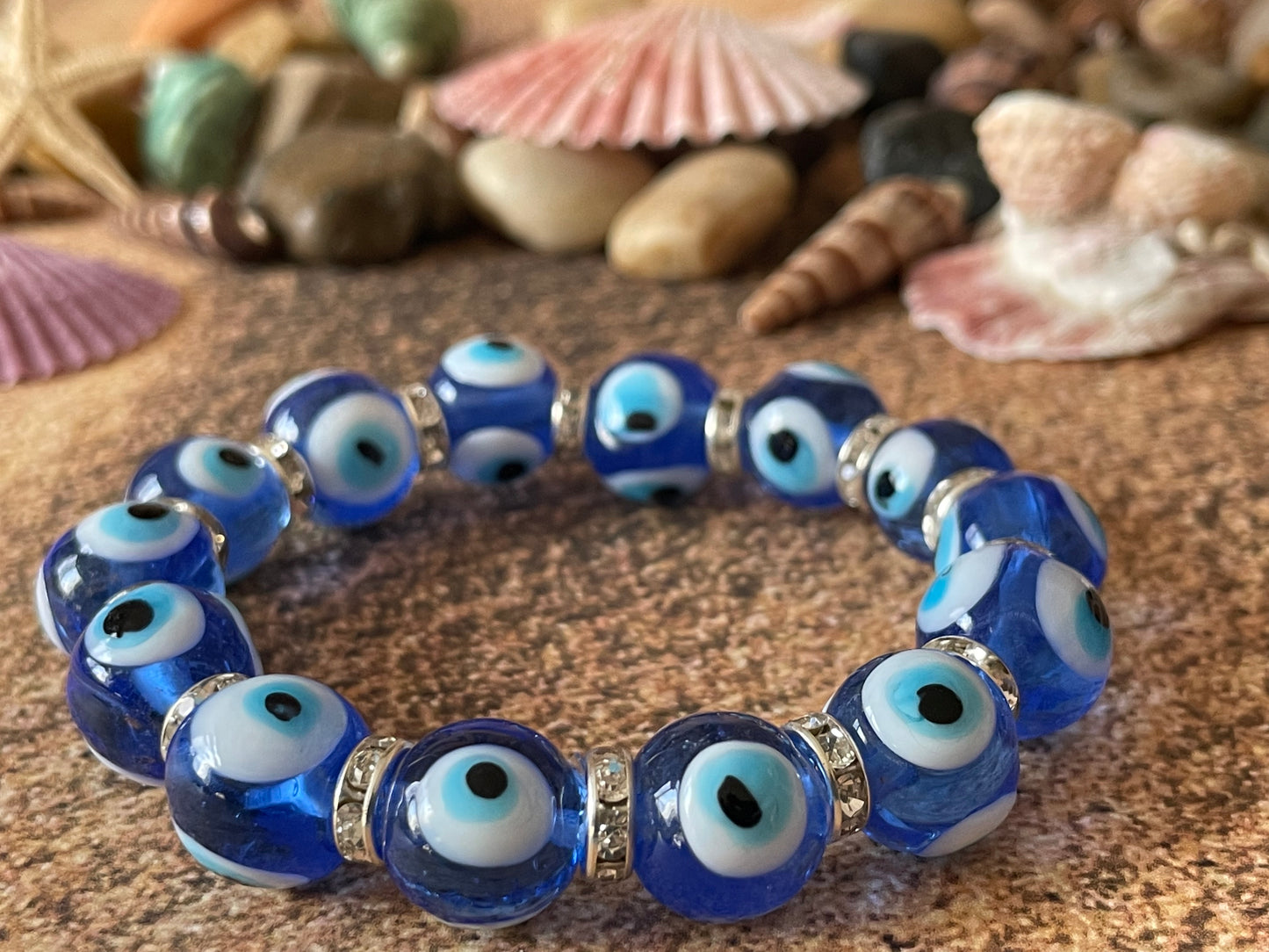 Glass Evil Eye Stretch Bracelet