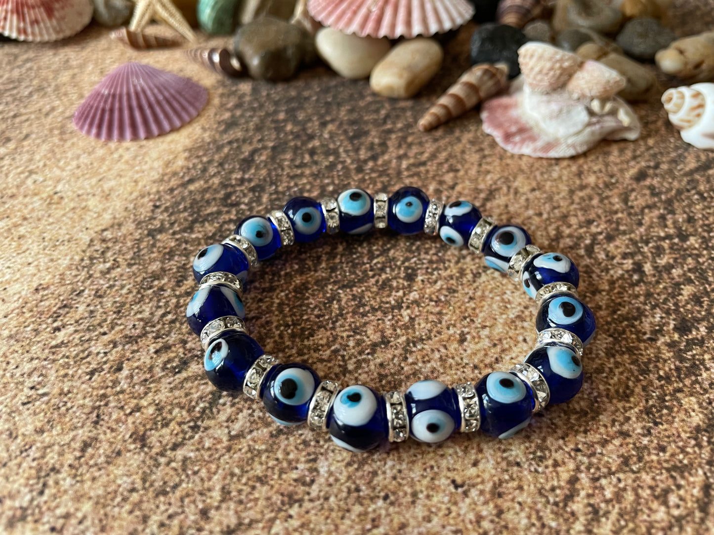 Glass Evil Eye Stretch Bracelet