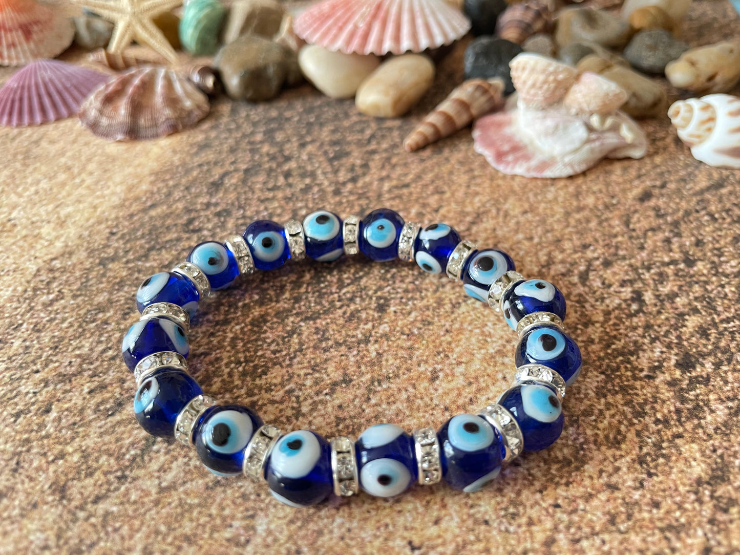 Glass Evil Eye Stretch Bracelet