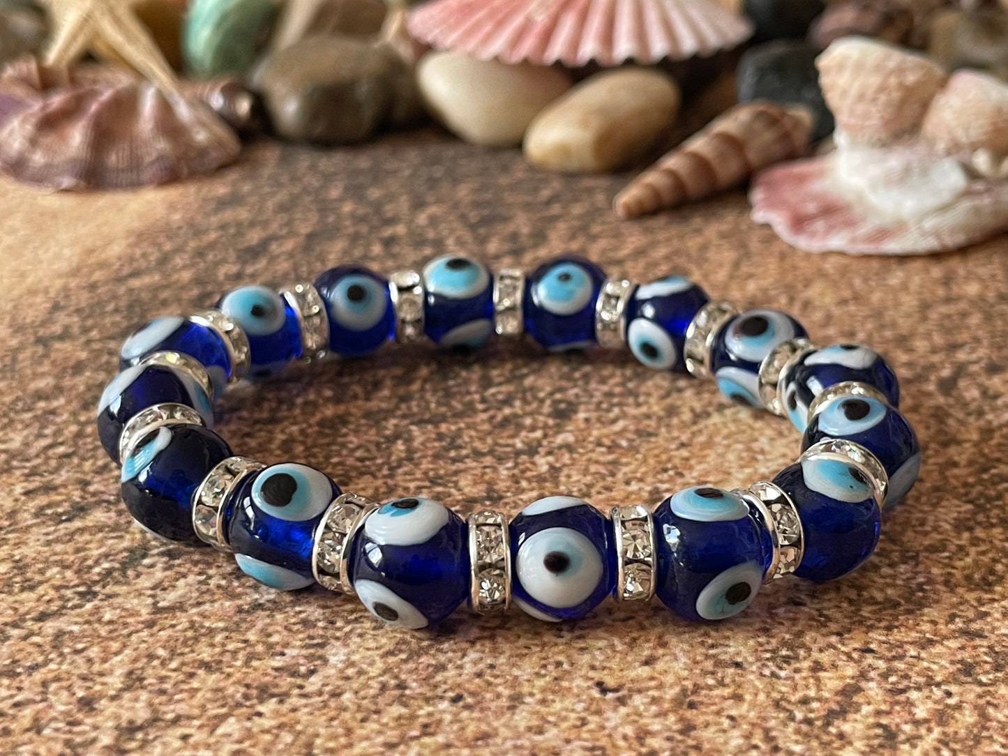 Glass Evil Eye Stretch Bracelet