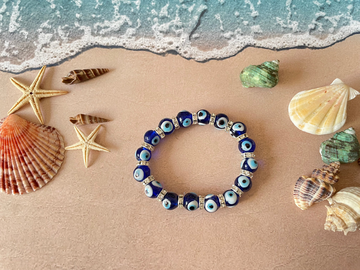 Glass Evil Eye Stretch Bracelet