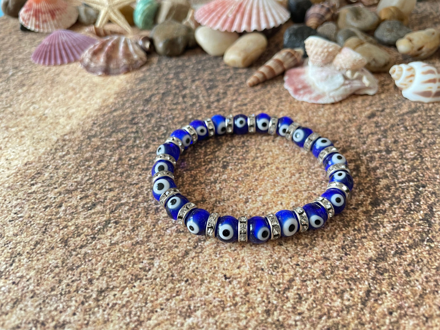 Glass Evil Eye Stretch Bracelet