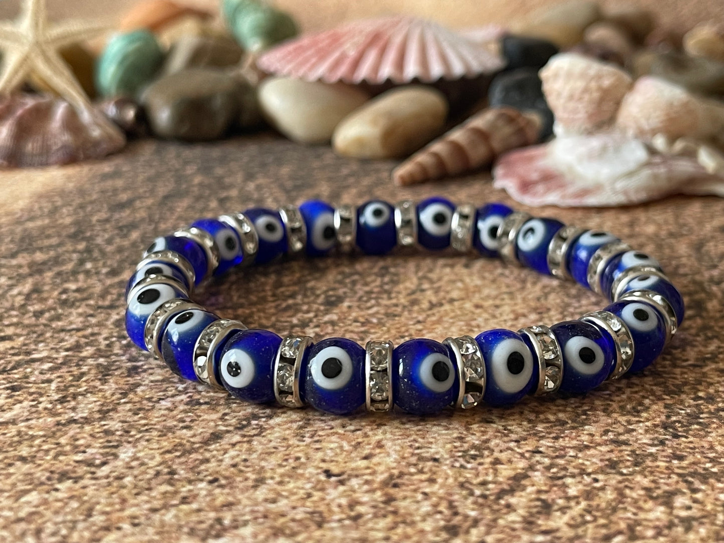 Glass Evil Eye Stretch Bracelet