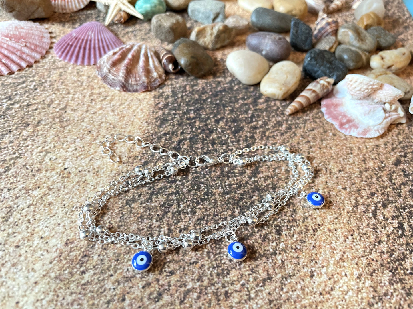 Layered Satellite Eye Anklet