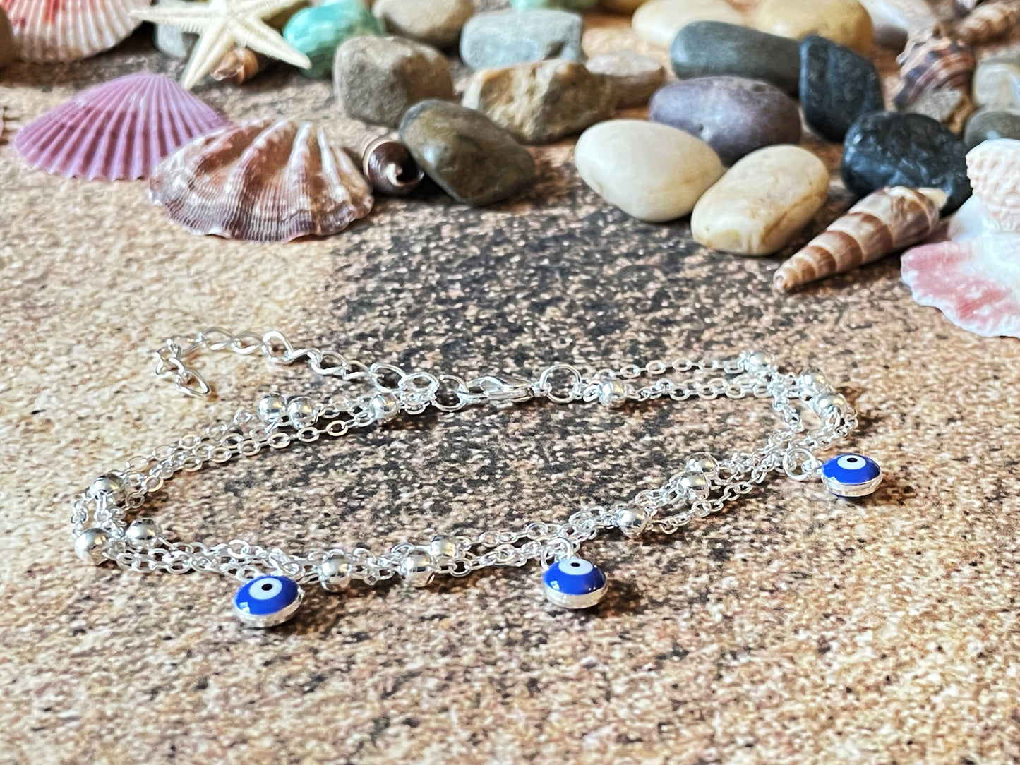 Layered Satellite Eye Anklet