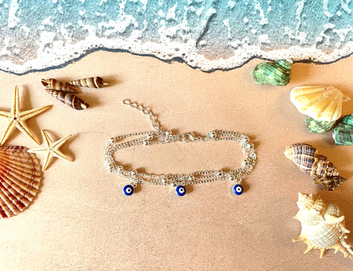 Layered Satellite Eye Anklet