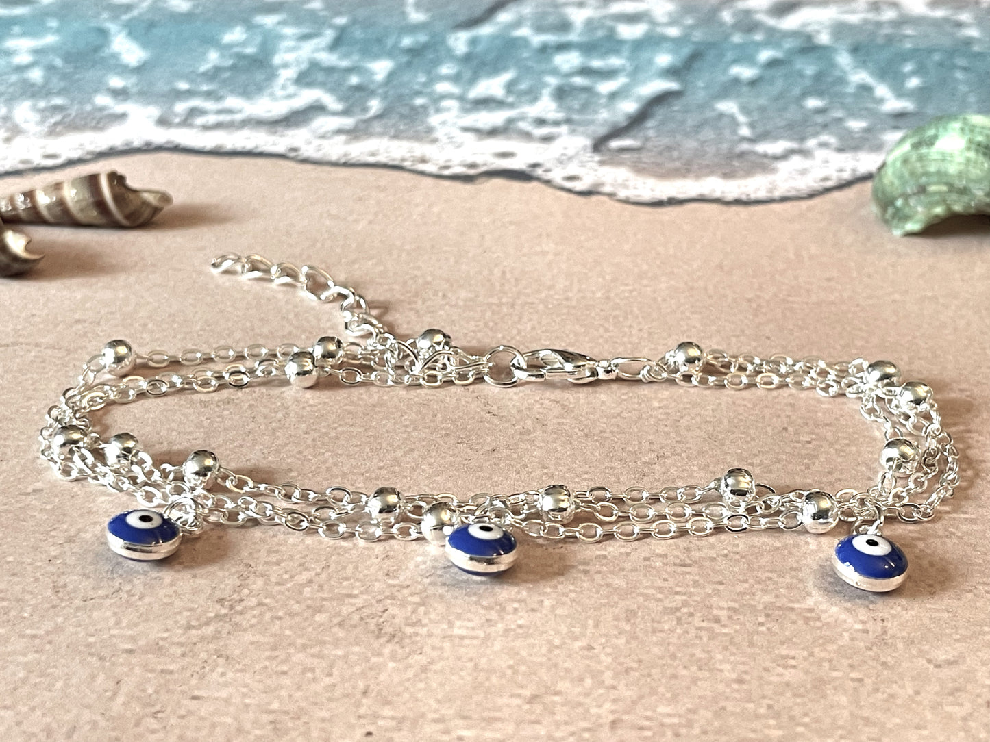 Layered Satellite Eye Anklet