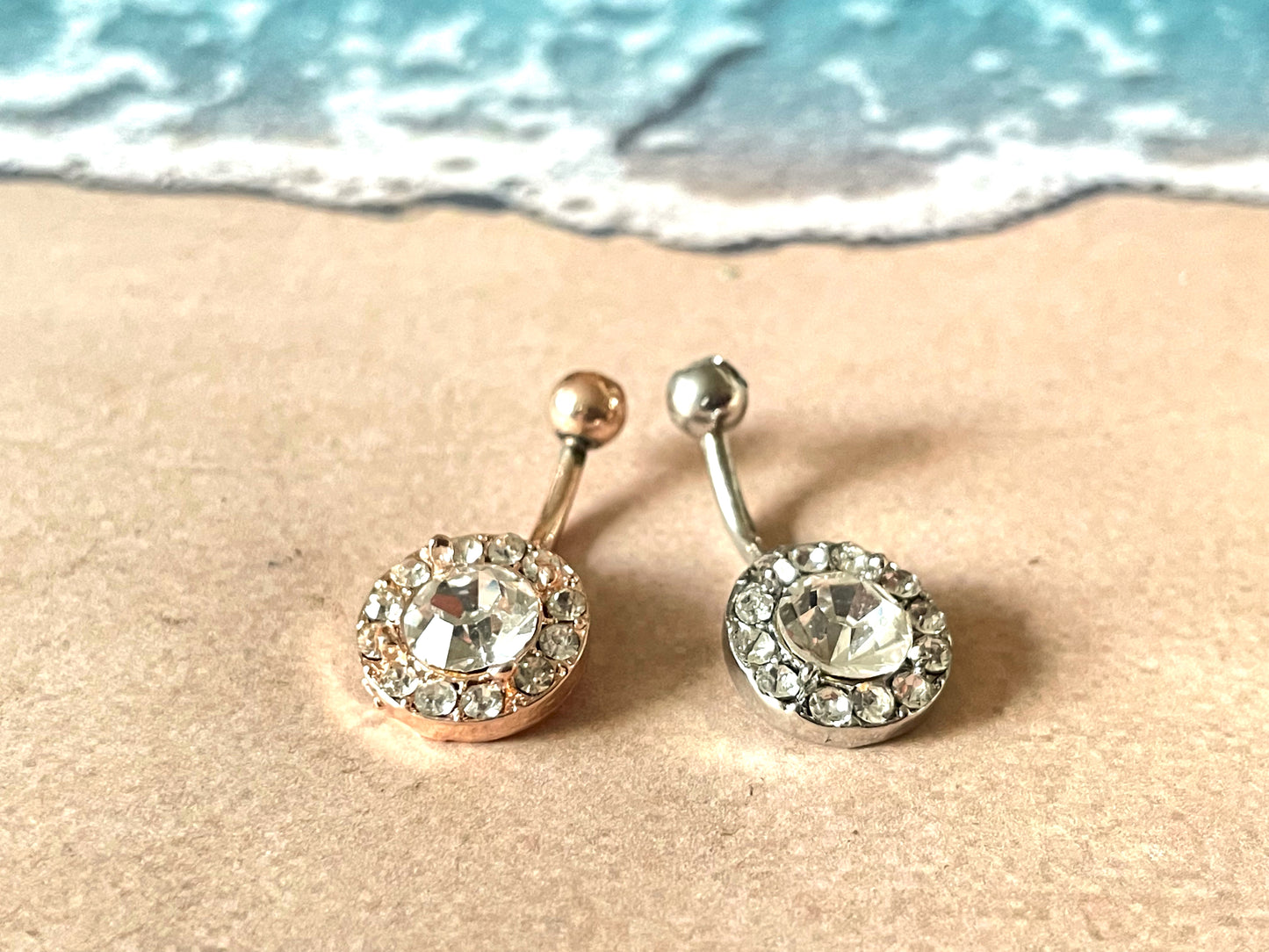 Round Diamond Belly Ring