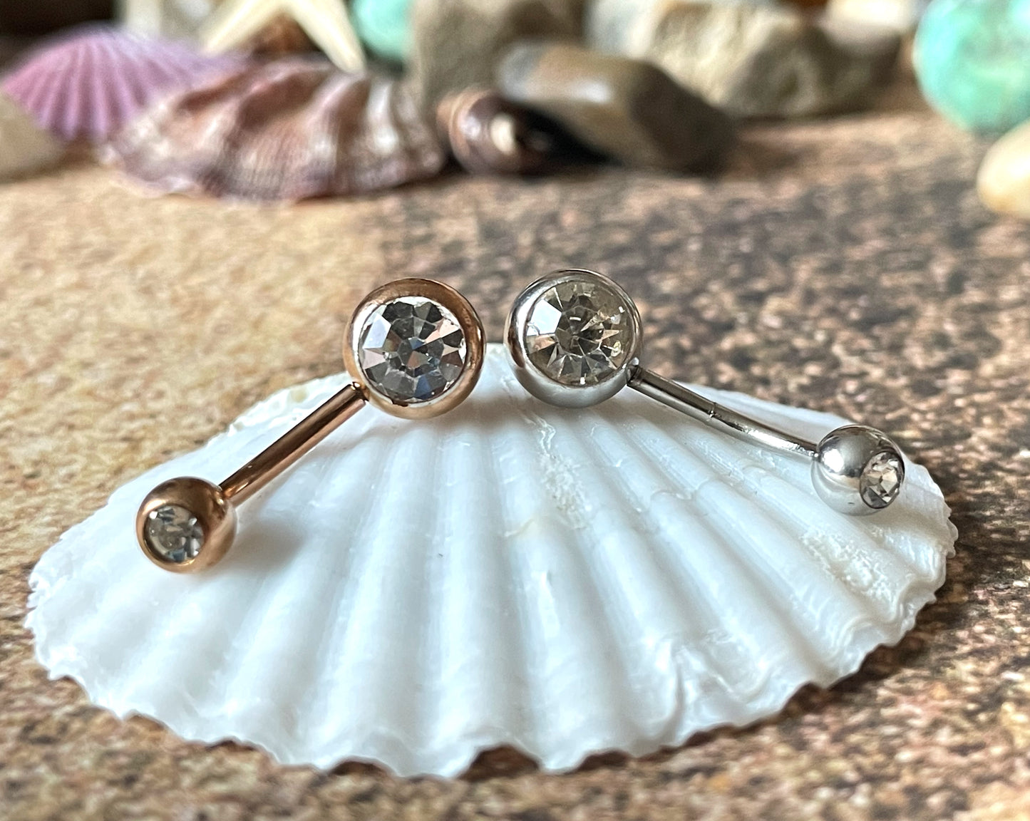 Round Diamond Belly Ring