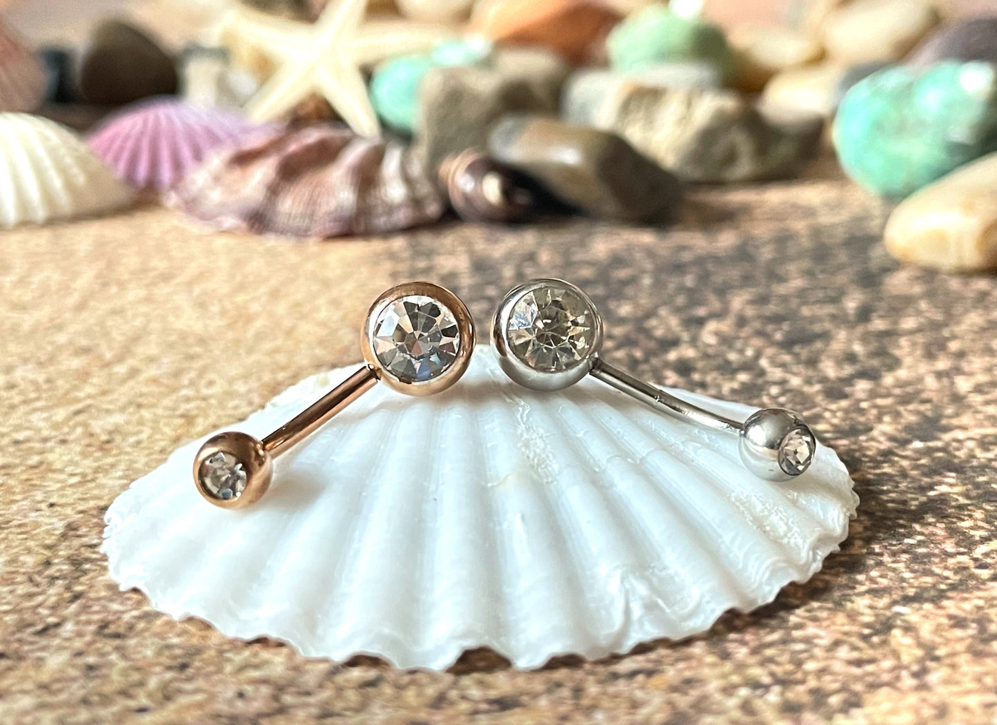 Round Diamond Belly Ring