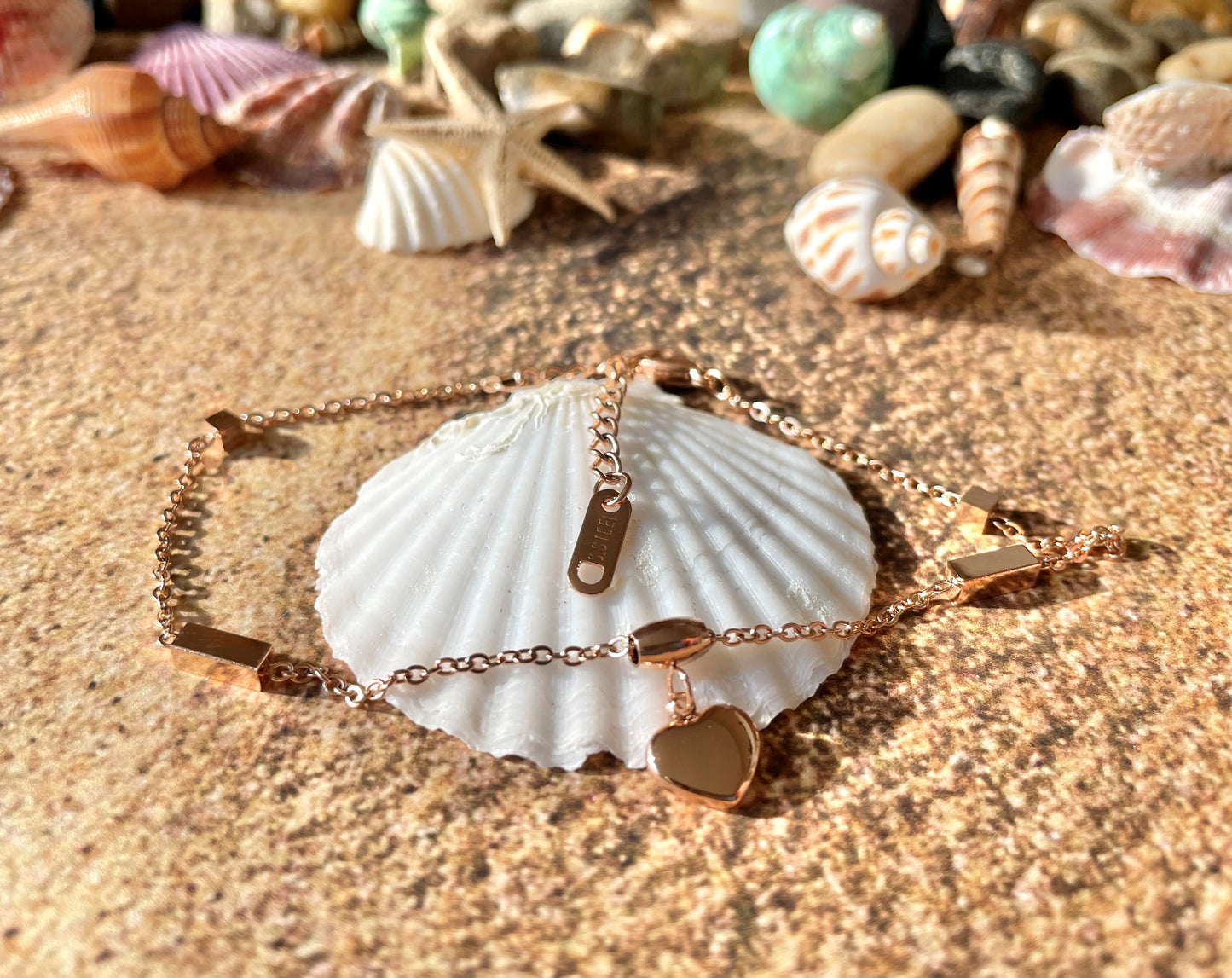 Rose Gold Heart Anklet