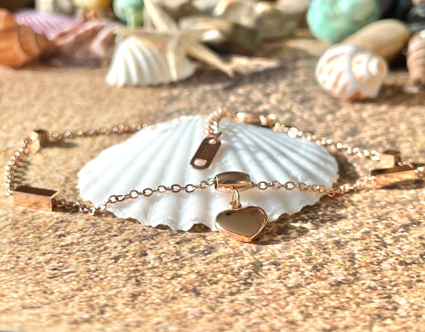 Rose Gold Heart Anklet