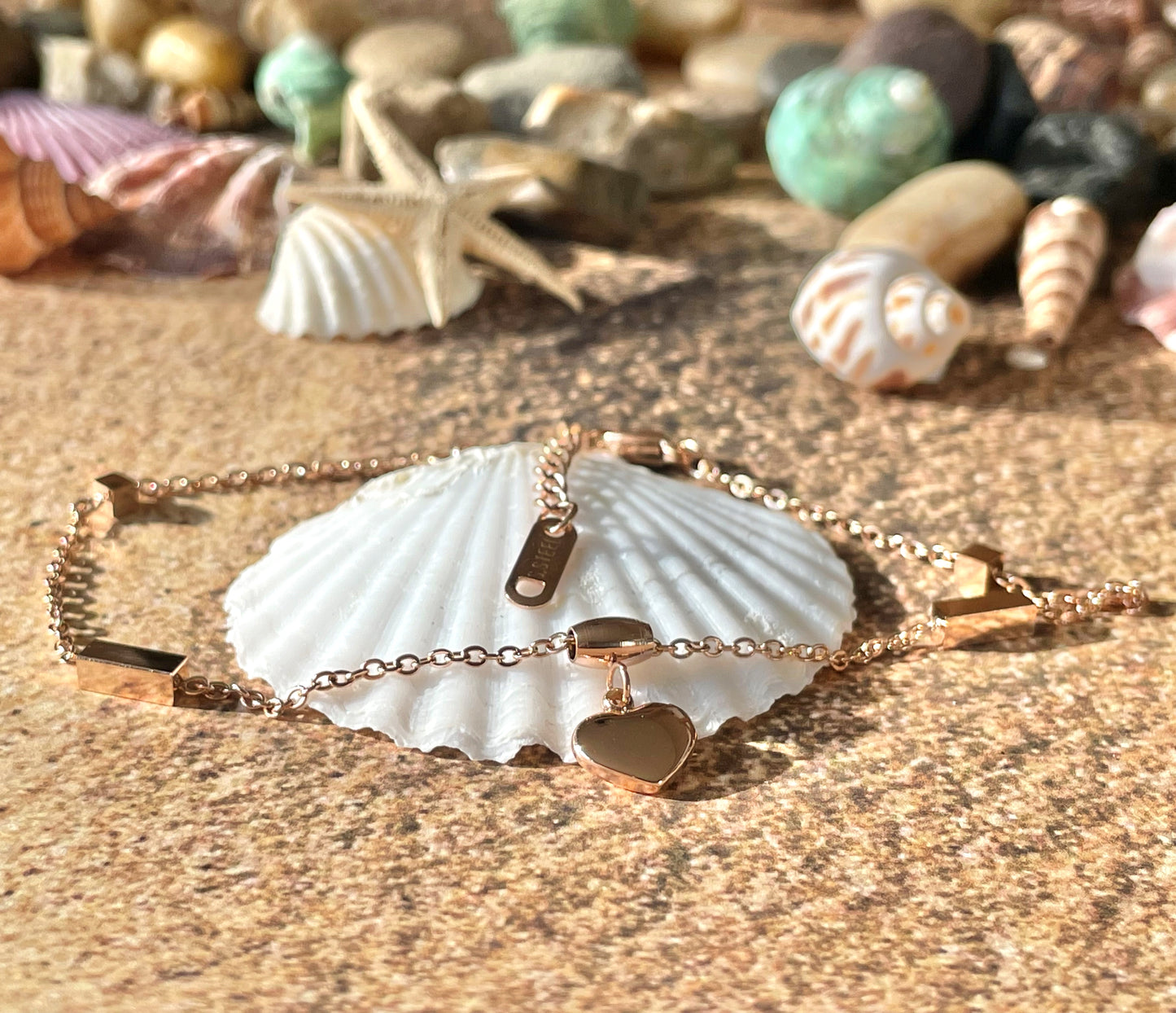 Rose Gold Heart Anklet