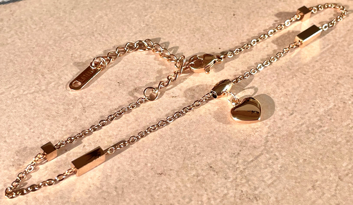 Rose Gold Heart Anklet