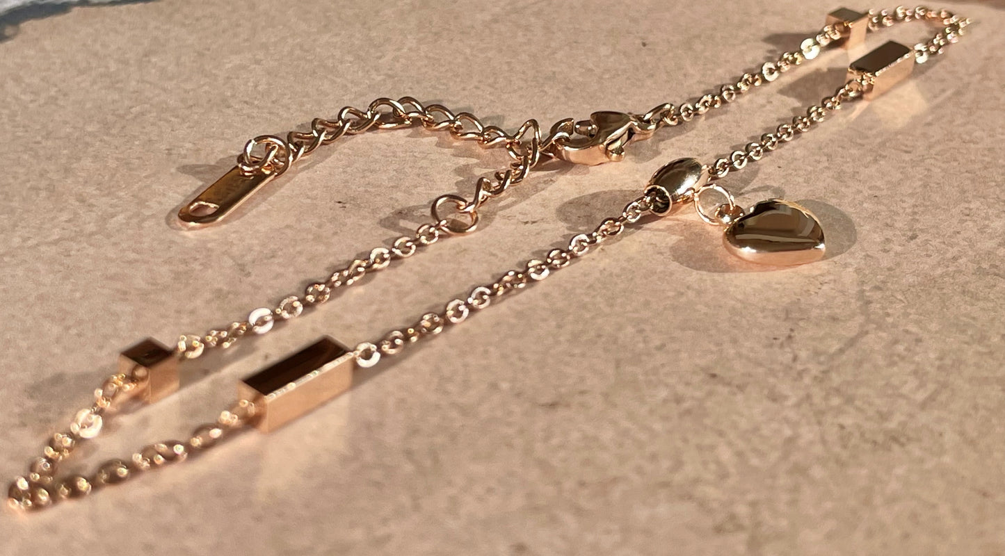 Rose Gold Heart Anklet