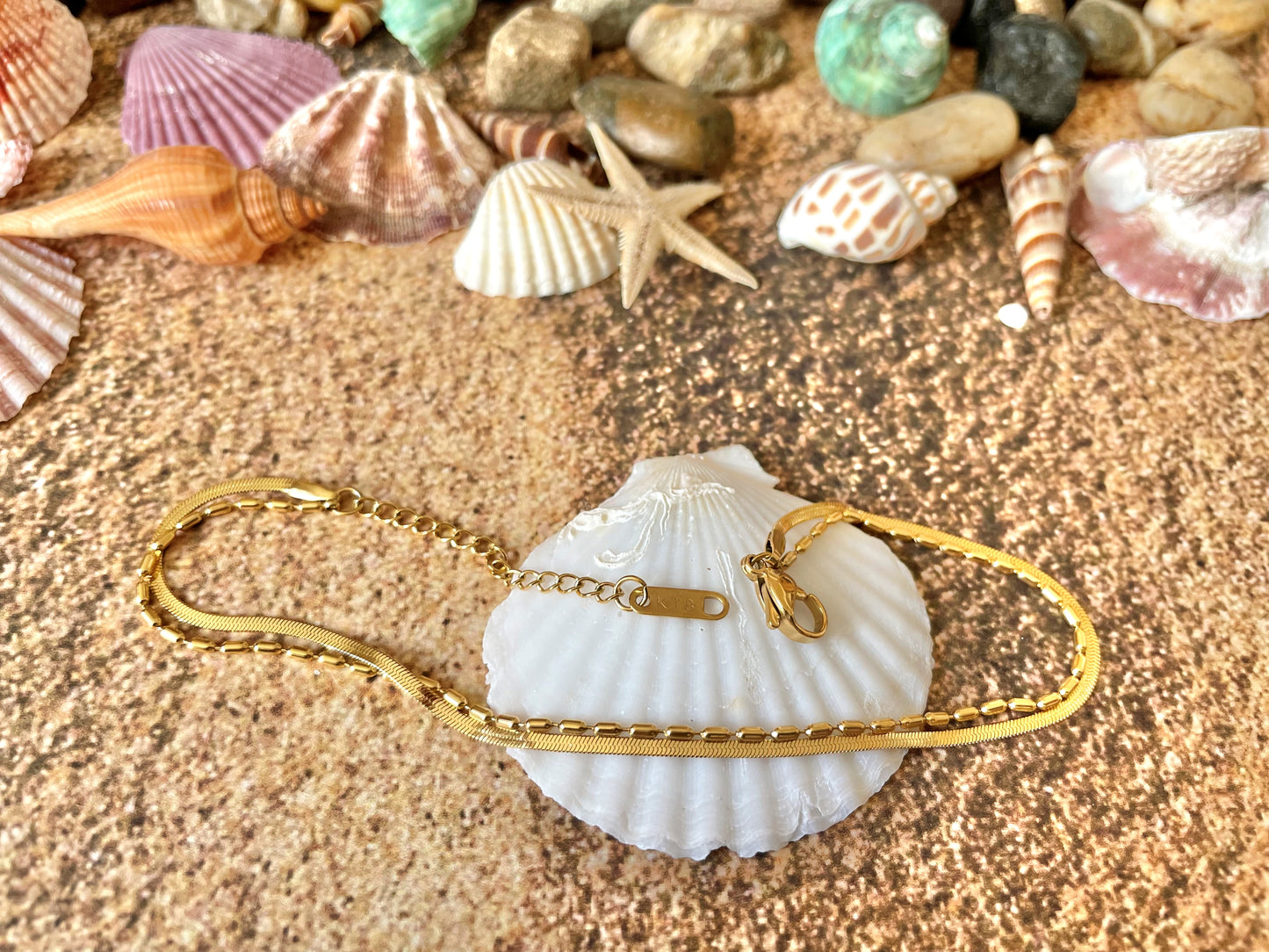 Layered Herringbone Anklet