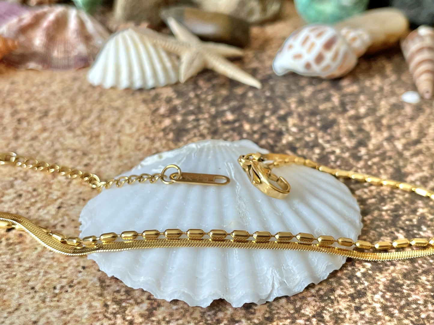 Layered Herringbone Anklet