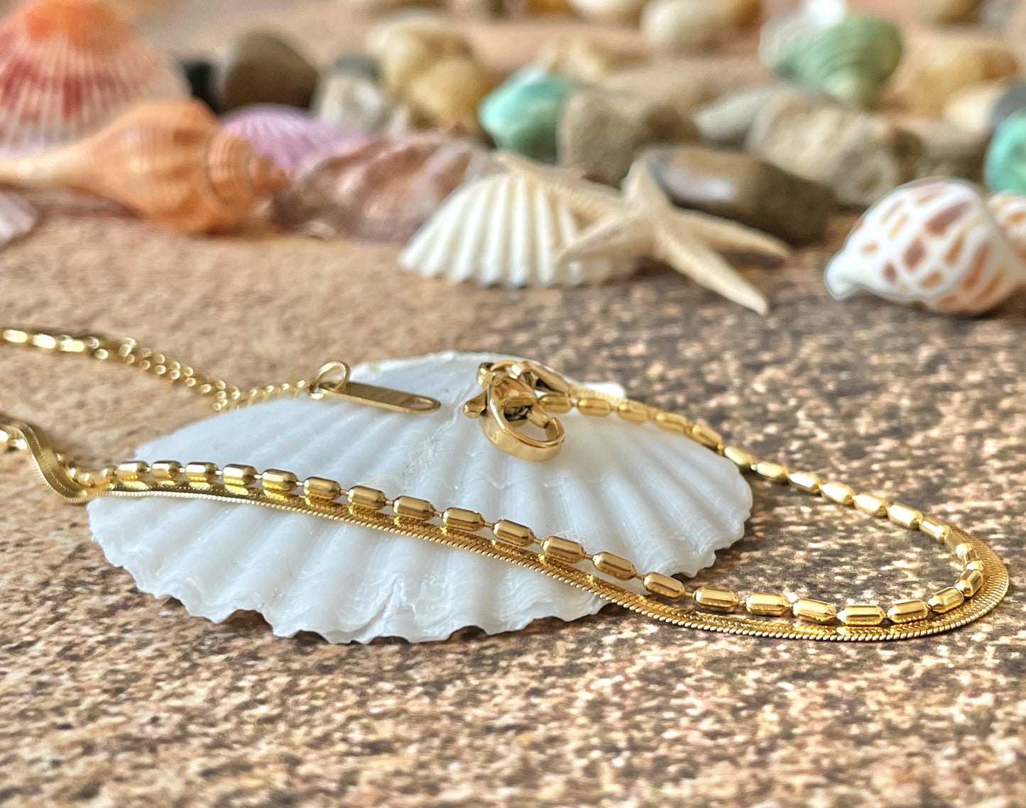 Layered Herringbone Anklet