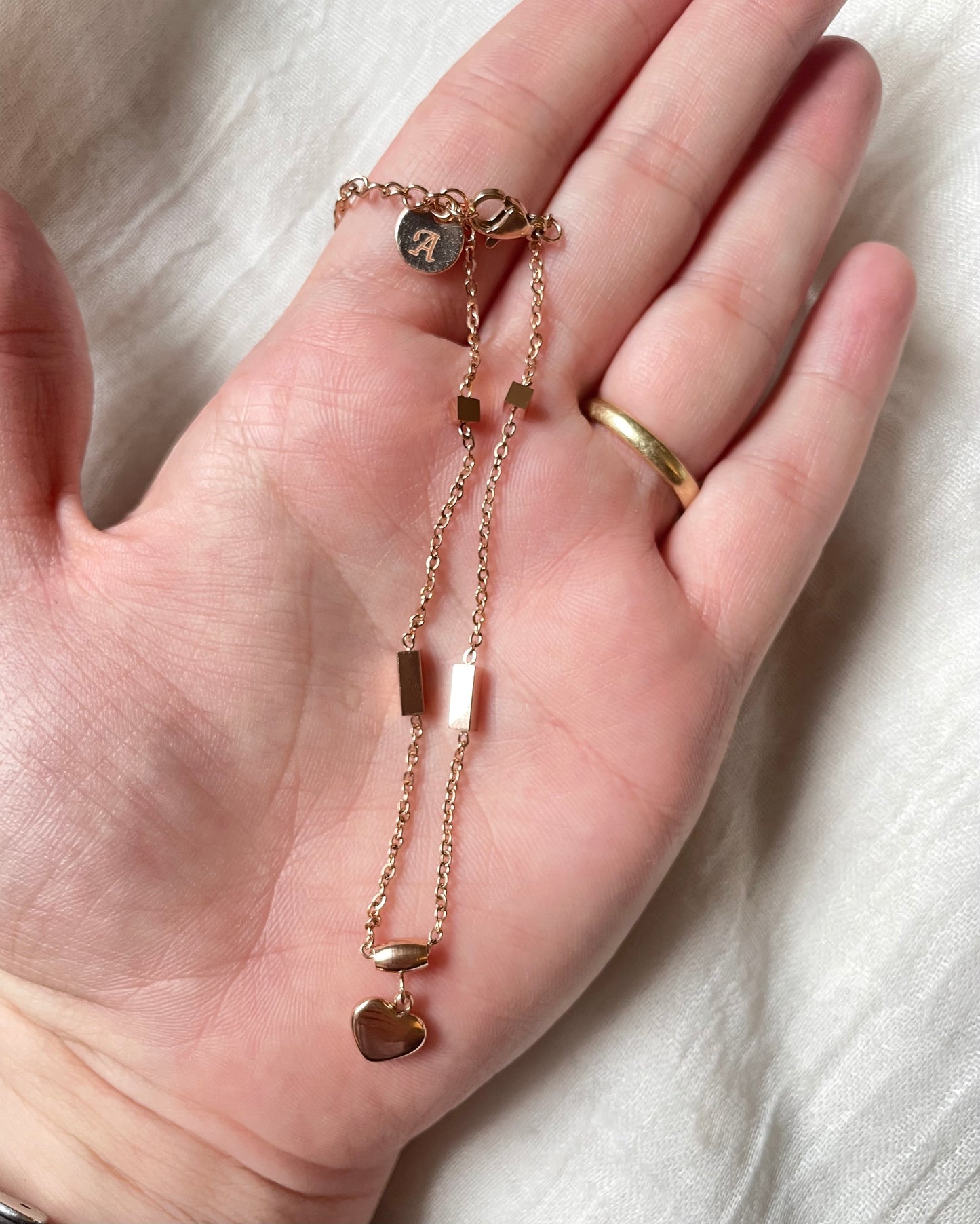 Rose Gold Heart Anklet