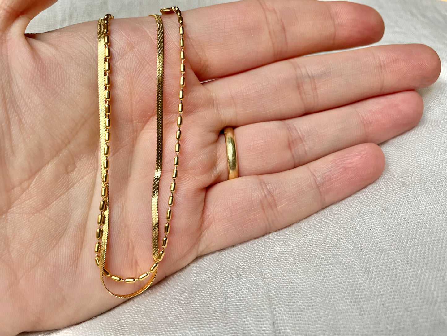 Layered Herringbone Anklet