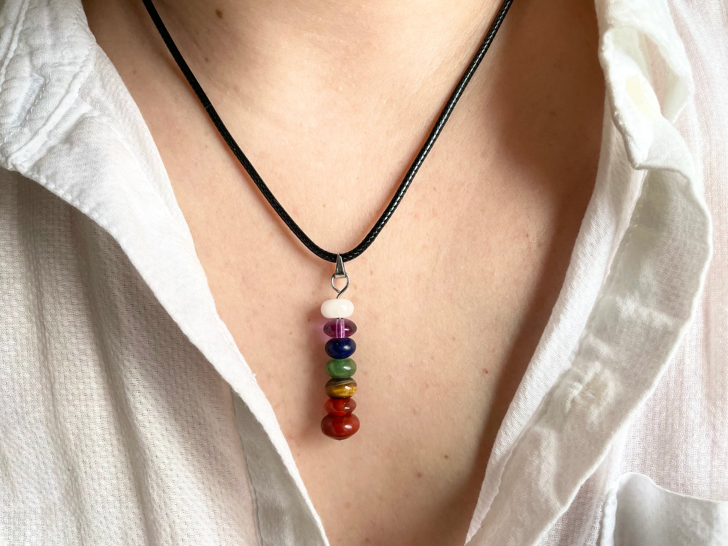 Chakra Stacked Stones Necklace