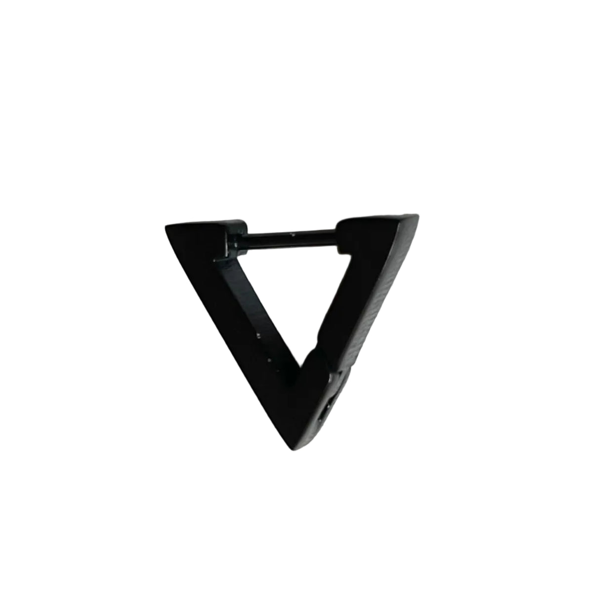 Black triangle shaped clicker hoops on a white background