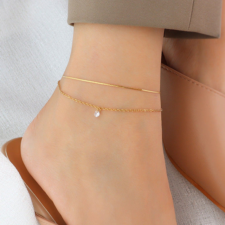 Layered Diamond Anklet